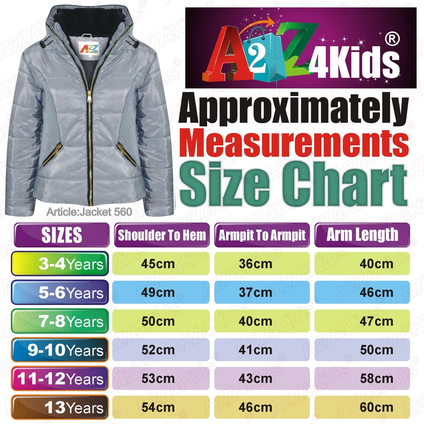 A2Z 4 Kids Girls Jacket Padded Puffer Jackets Faux Fur Collar Thick Coat 3-13