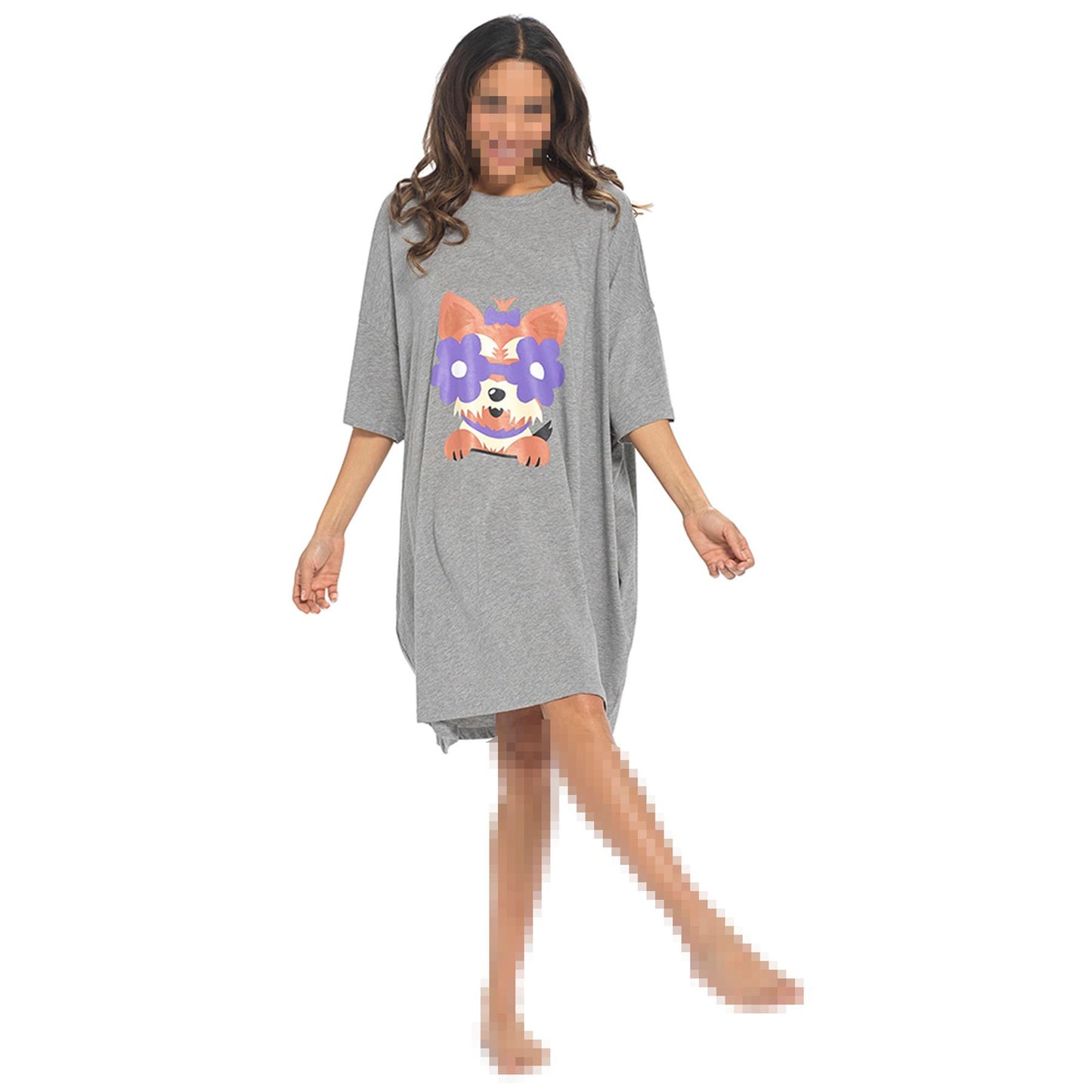 Ladies Oversized Nighties Short Sleeve Nigtshirt Women Casual Baggy Lounge Tee