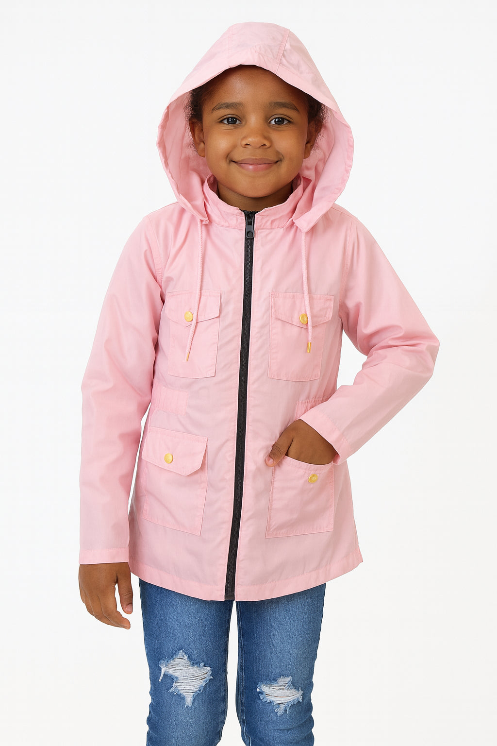Kids Girls Raincoat Jackets Wind Resistant Lightweight Hooded Waterproof Rainmac