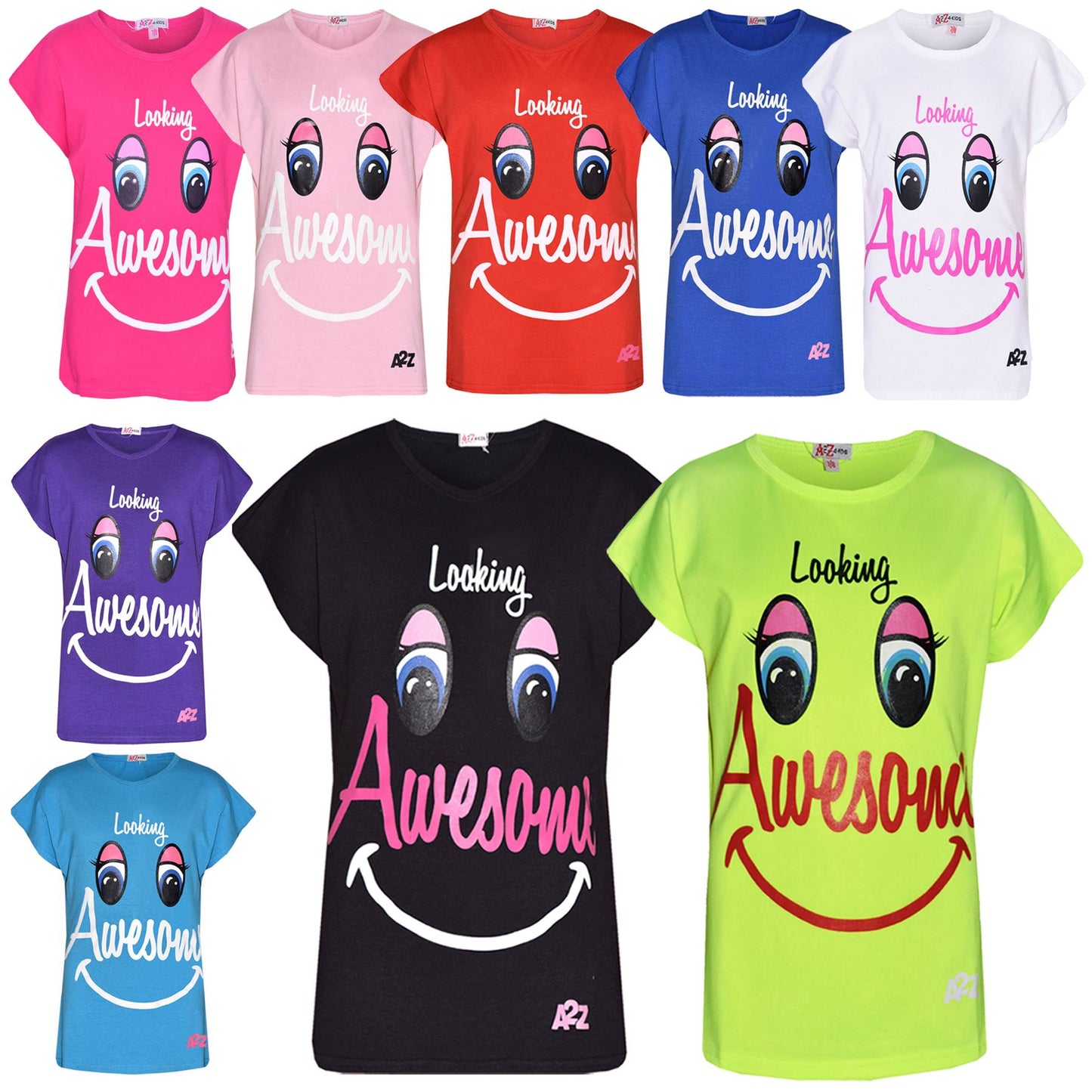 Girls Top Kids Designer's Looking Awesome Print Fashion T Shirt Top 5-13 Years