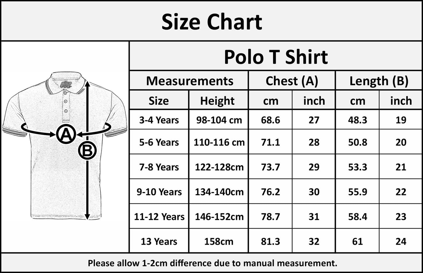 Kids Boys Girls Polo T Shirt Designer Plain Color School T-Shirts PE Top 3-13 Yr
