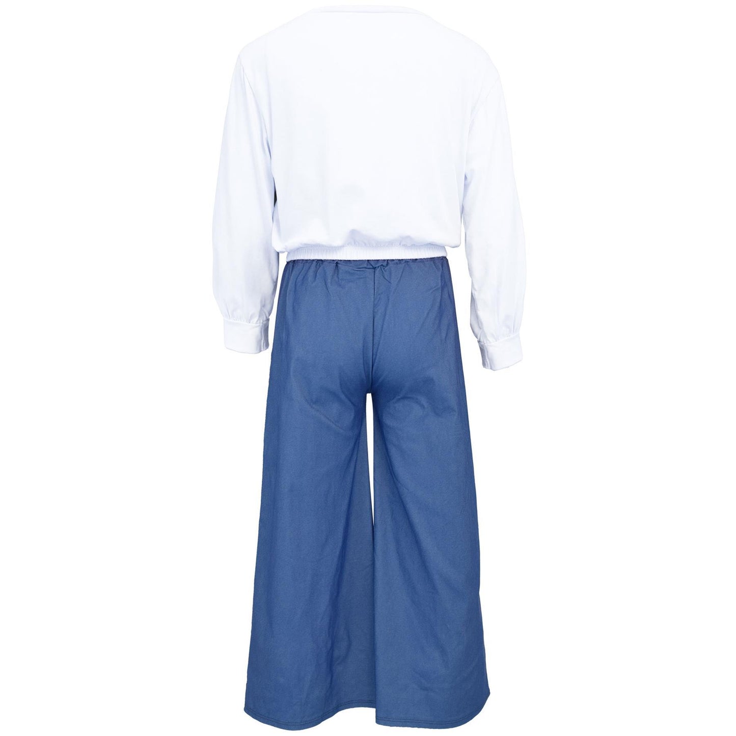 Kids Girls Crop Top Set Casual Long Sleeve Crop Top Flared Trouser Age 3-14
