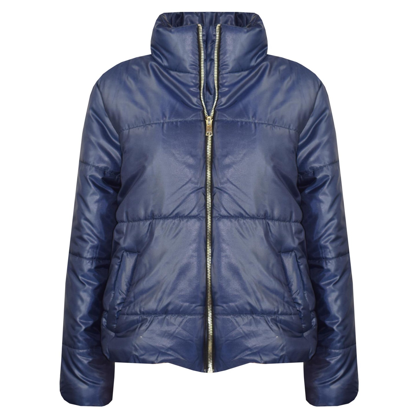 Girls Jacket Kids Wetlook Cropped Padded Quilted Puffer Bubble Jackets Coat 5-13