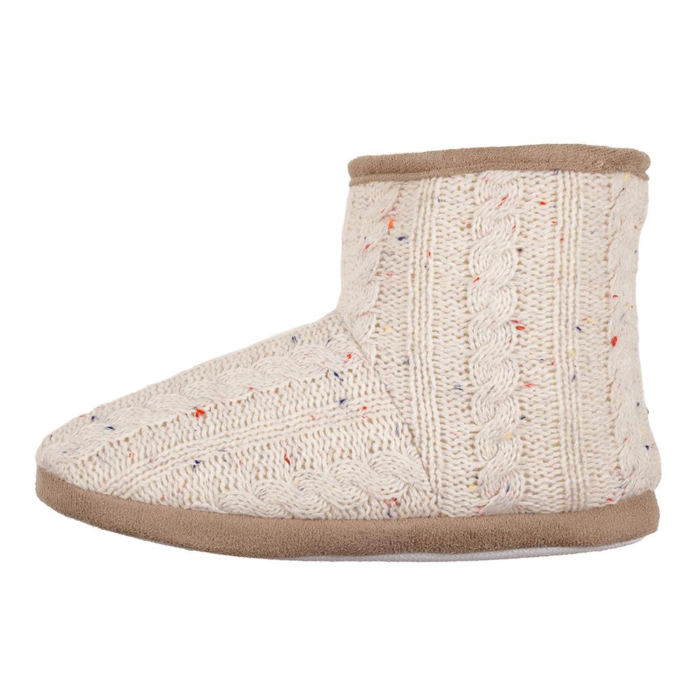 A2Z Ladies Speckled Knit Bootie Slippers Warm Plush Indoor Winter House Shoes