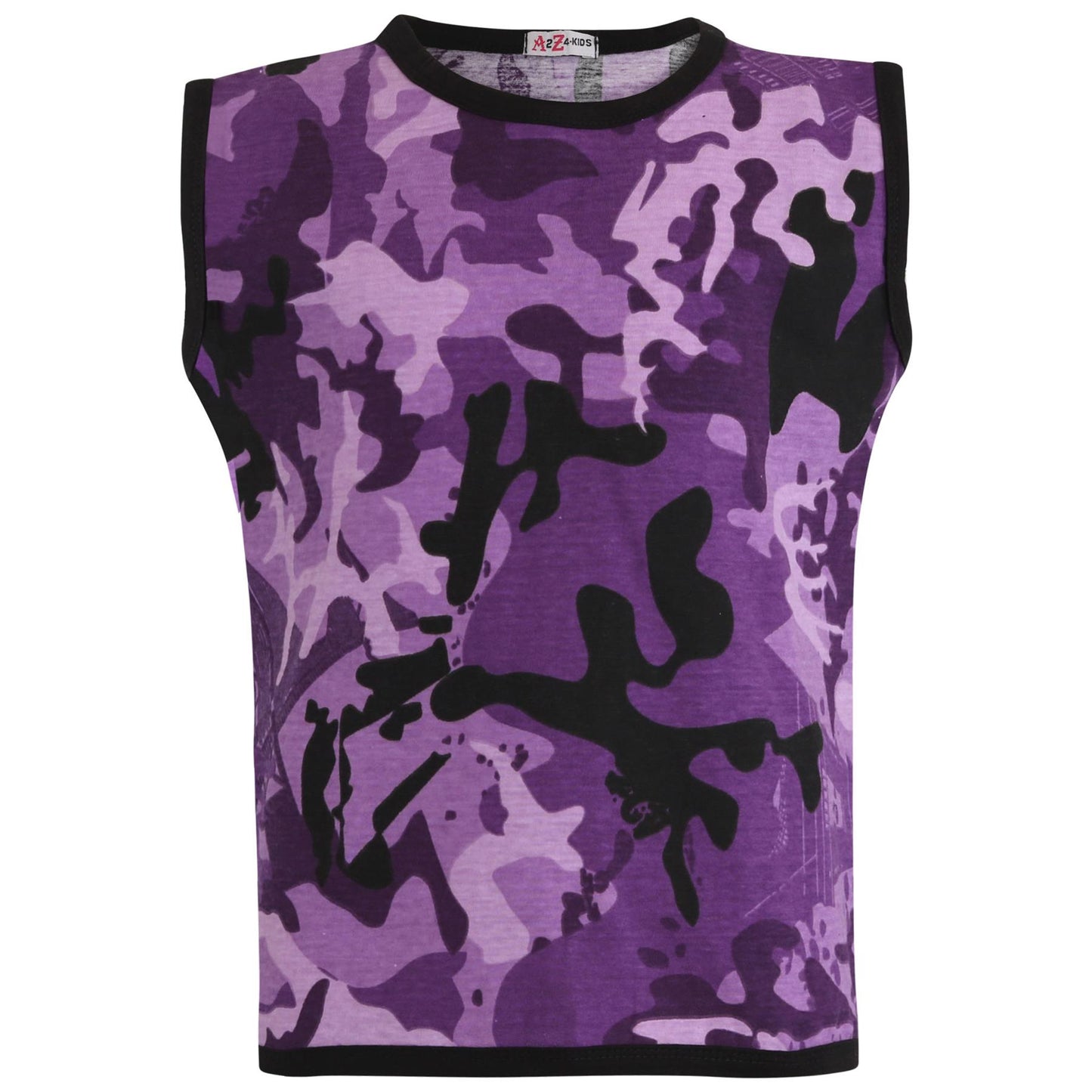Kids Girls Shorts Set 100% Cotton Camouflage Taped Summer Vest Top Short 5-13 Yr