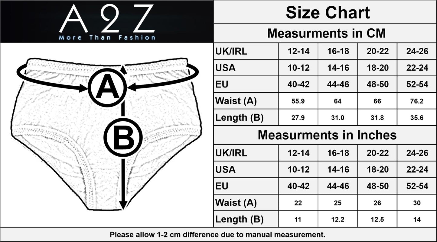 A2Z Ladies Plain Full Briefs Underwear Pack Of 3 Adjustable Waist Hipster Panty
