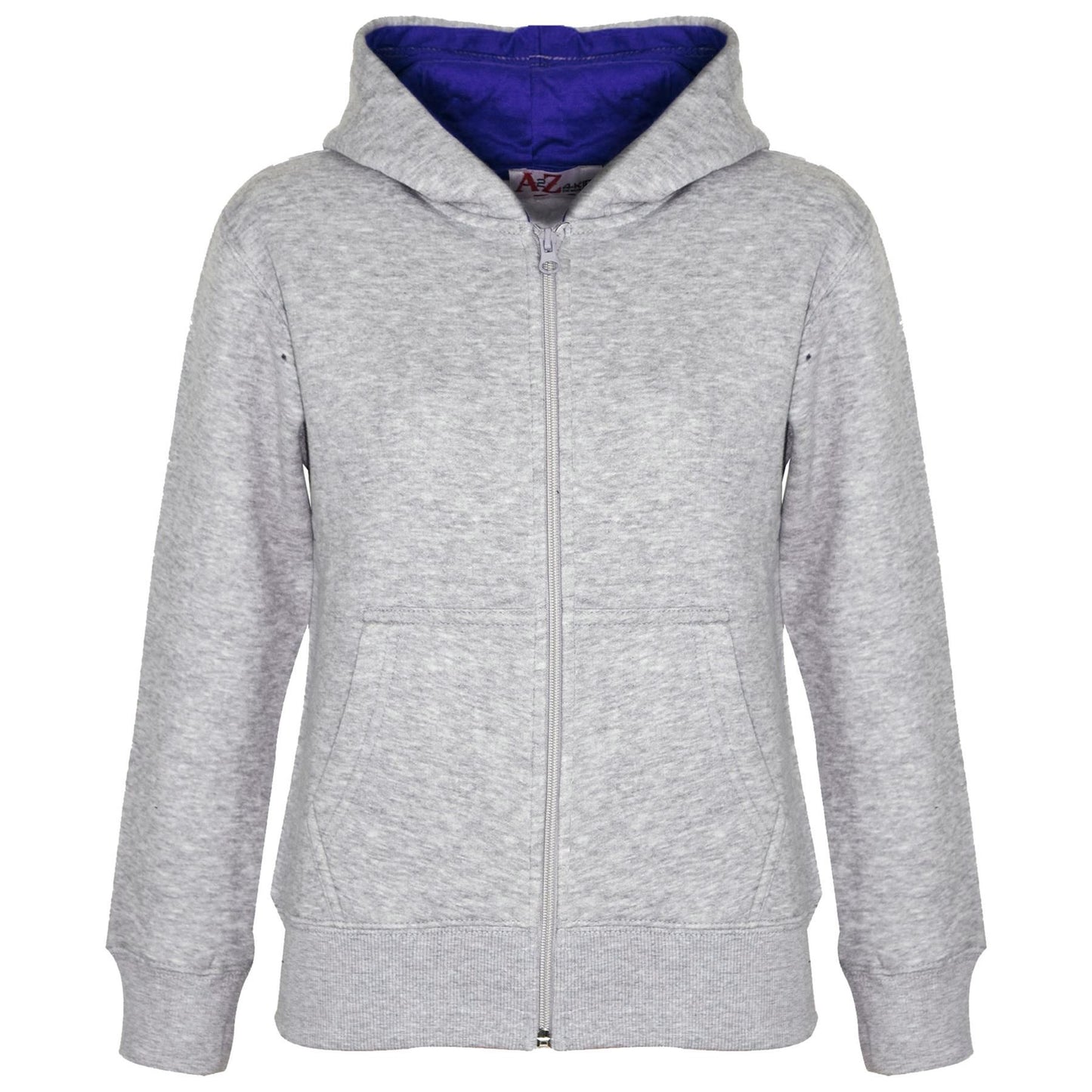 A2Z 4 Kids Plain Tracksuit Grey And Royal Blue Contrast Fleece Hoodie with Joggers Jogging Pants Sports Sweatpants Activewear Outfit Set For Childrens Girls Boys Age 5-13 Years