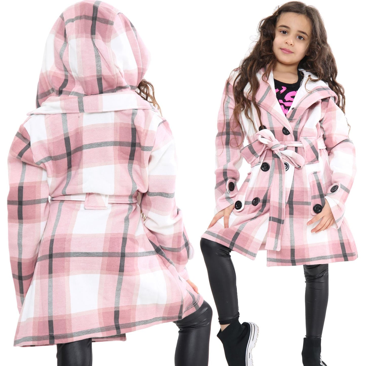 A2Z 4 Kids Parka Jacket Hooded Warm Jacket Oversized Belted Cuffs 5 -13 Years