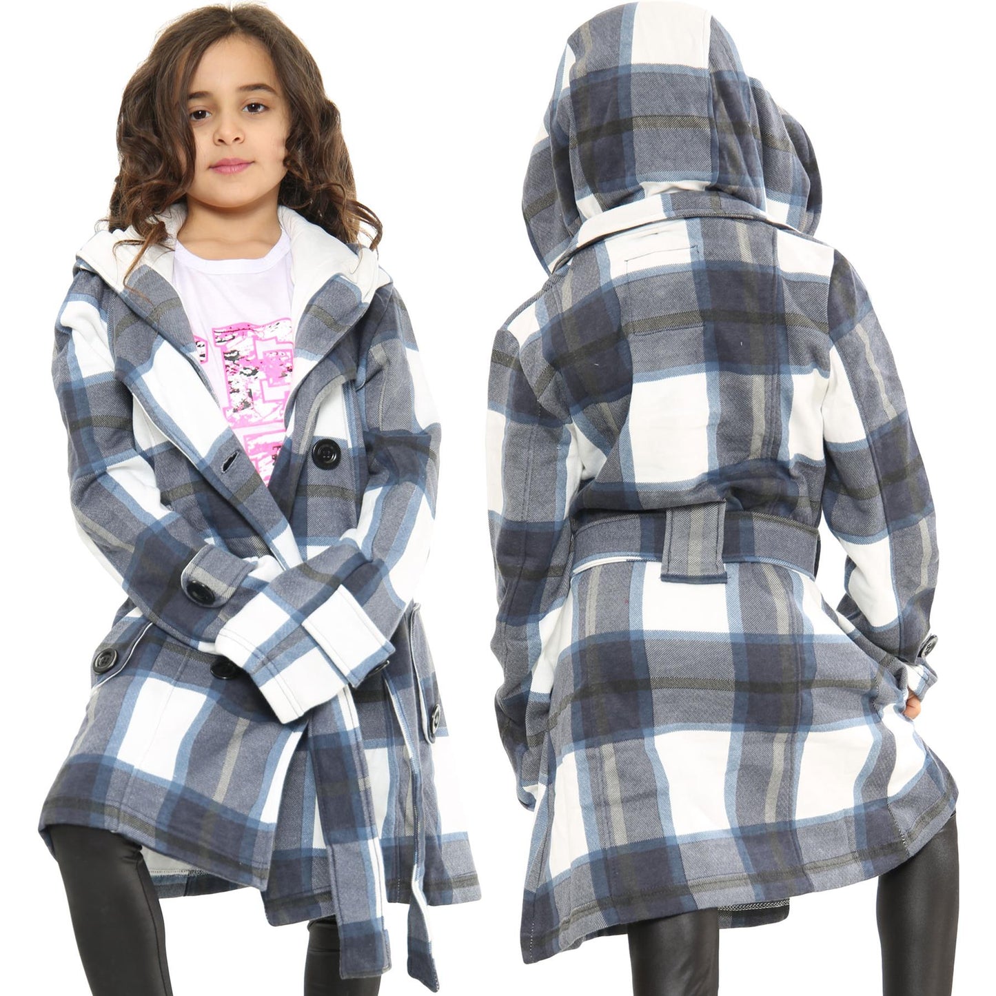 A2Z 4 Kids Parka Jacket Hooded Warm Jacket Oversized Belted Cuffs 5 -13 Years