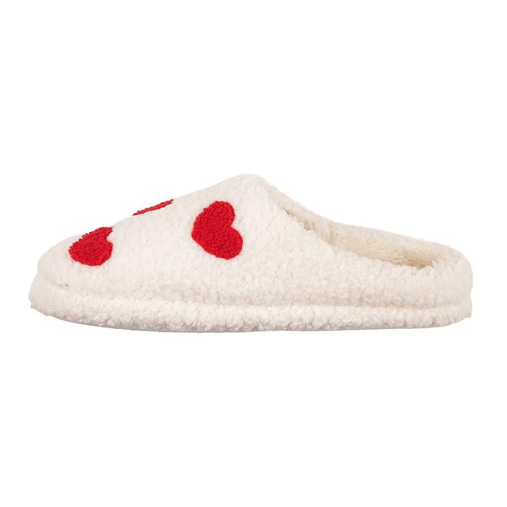 A2Z Ladies Heart & Rainbow Mule Slippers Faux Fur Lining & Non-Slip TPR Sole