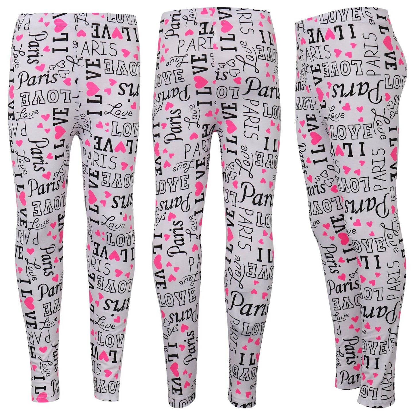 Kids Girls Legging I Love Paris Print Trendy Fashion Dance Party Summer Leggings