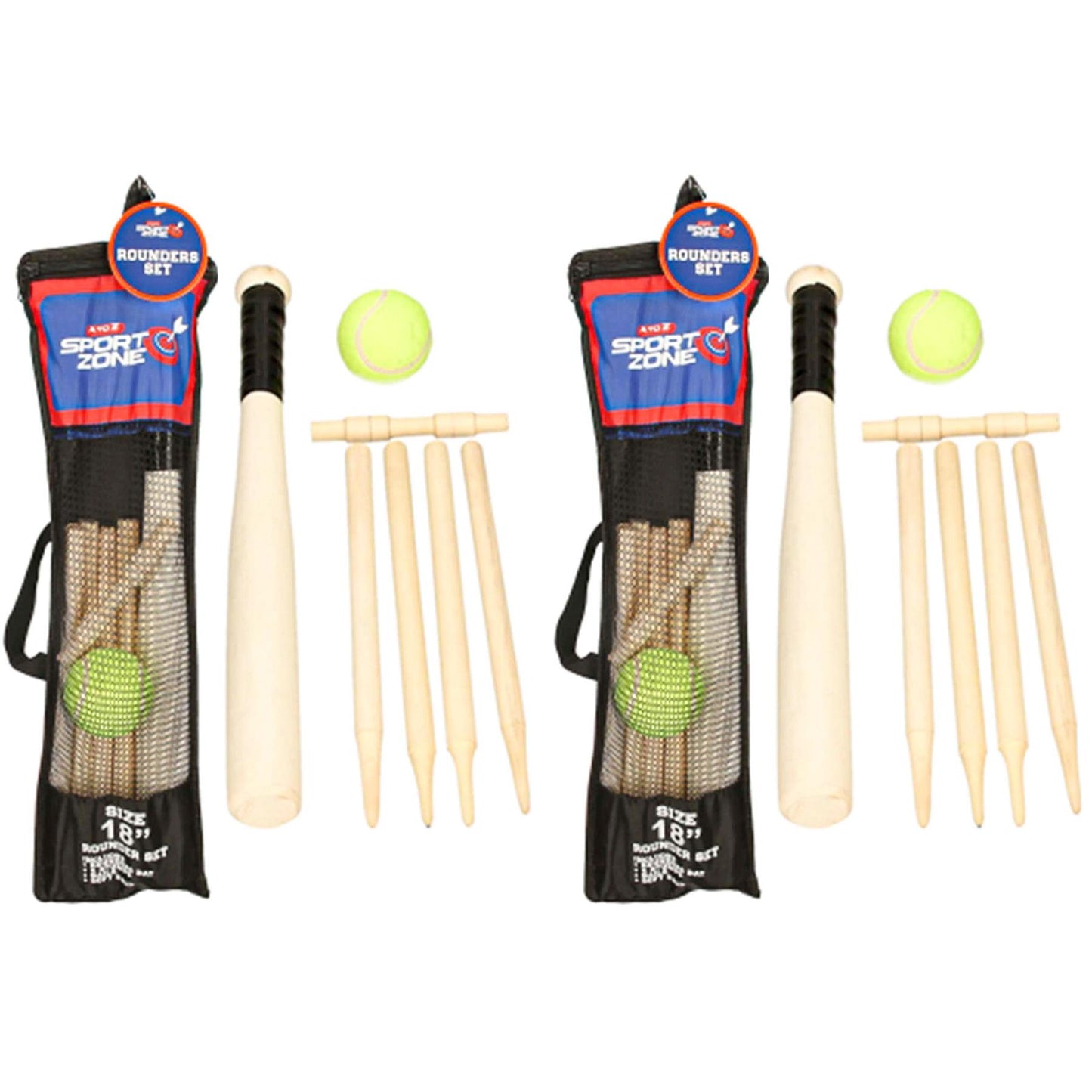 A2Z 6 Piece Wooden Rounders Set Outdoor Baseball Bat Active Game With Carry Bag