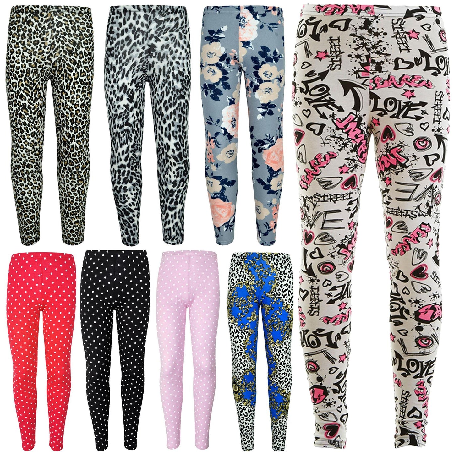 Kids Girls Leggings Designer Stylish Party Fashion School Trendy Legging 7-13 Yr