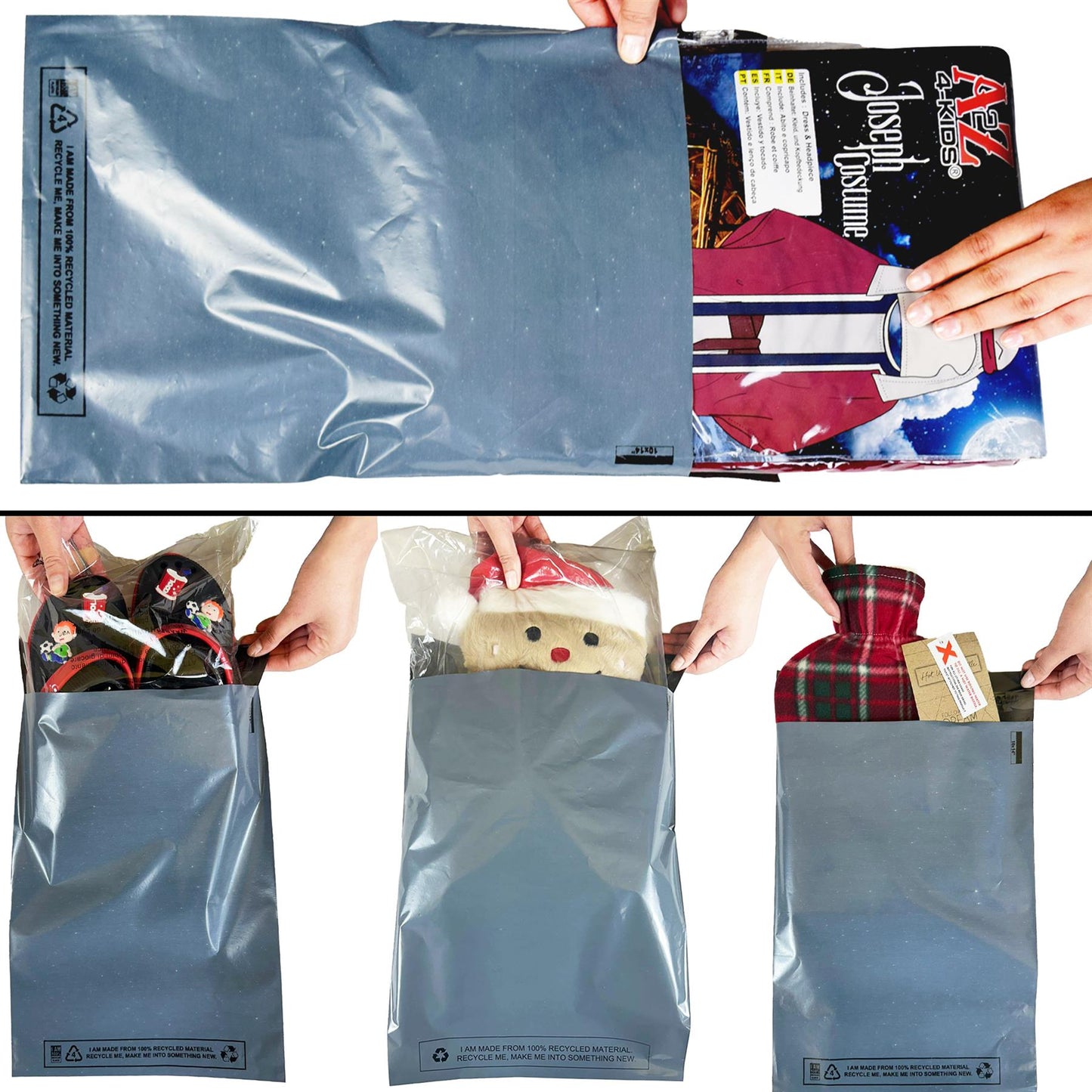 A2Z 50 Mixed Poly Mailing Bags Postage Postal Self Seal Grey Mailer Packing Bags