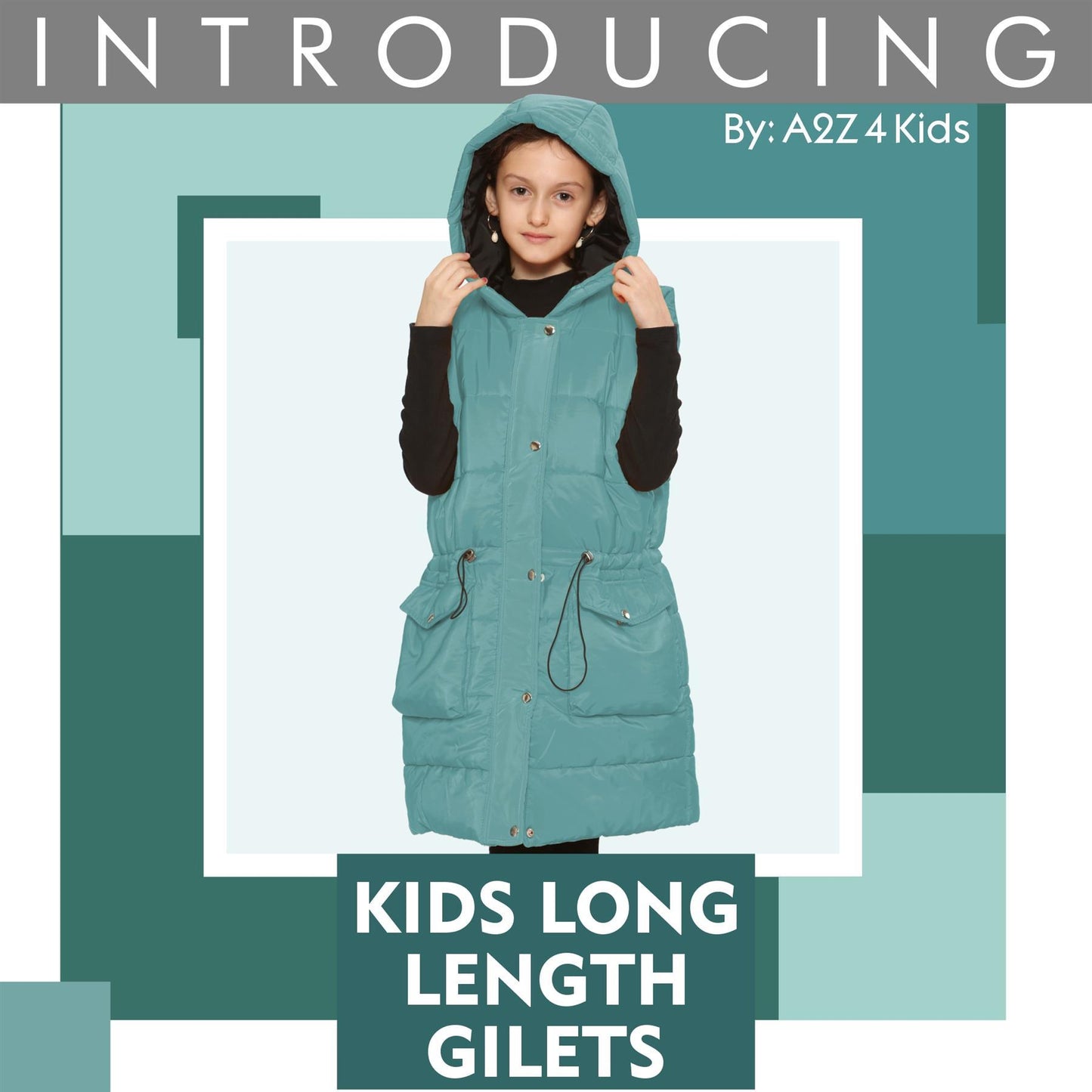 Kids Girls Fashion Oversized Gilet Long Line Jacket Long Sleeveless Coat 7-13 Yr