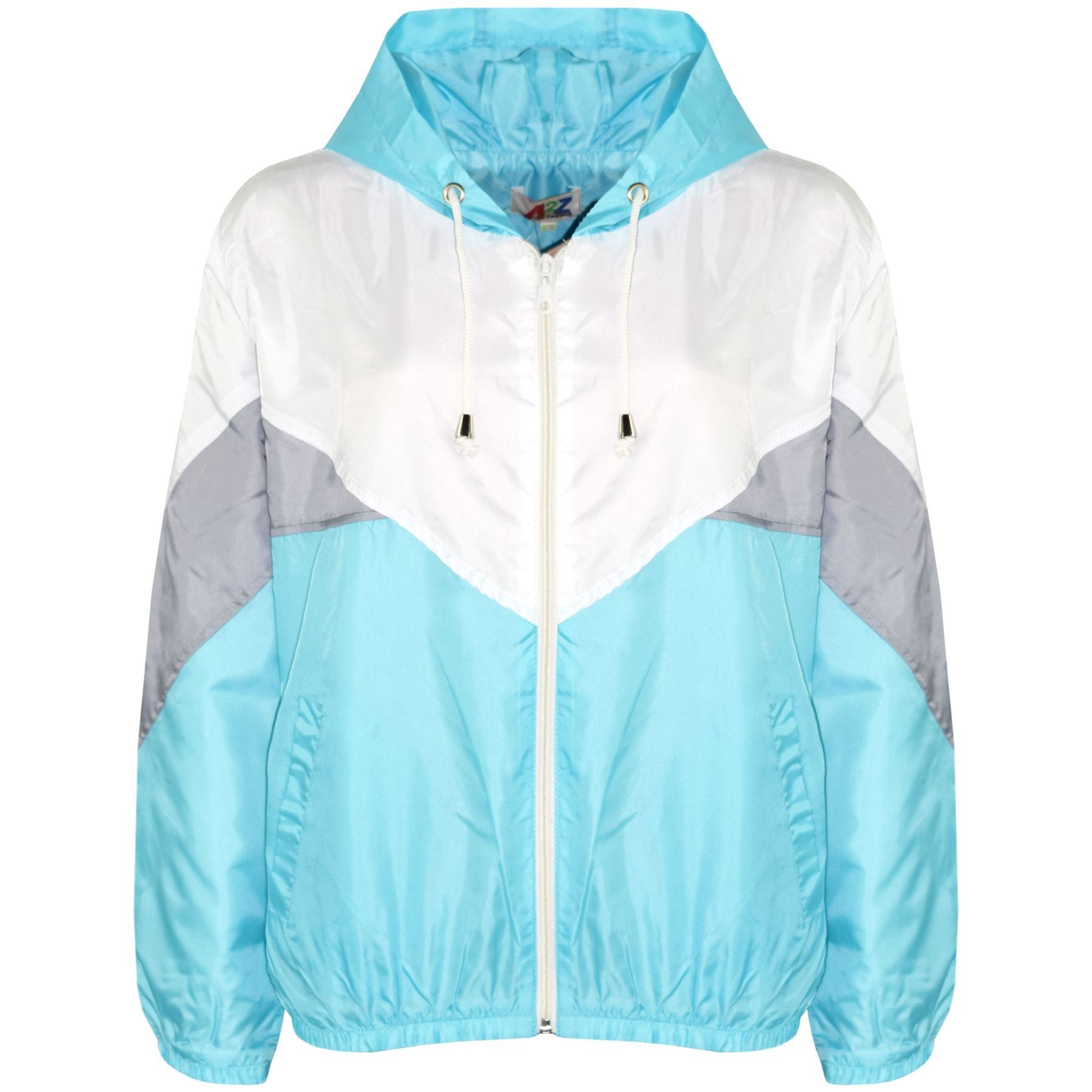 A2Z 4 Kids Windbreaker Aqua Waterproof Raincoat Jackets Contrast Panels Shower Resistant Lightweight Hooded Coat Girls Age 5-13 Years - A2Z 4 Kids