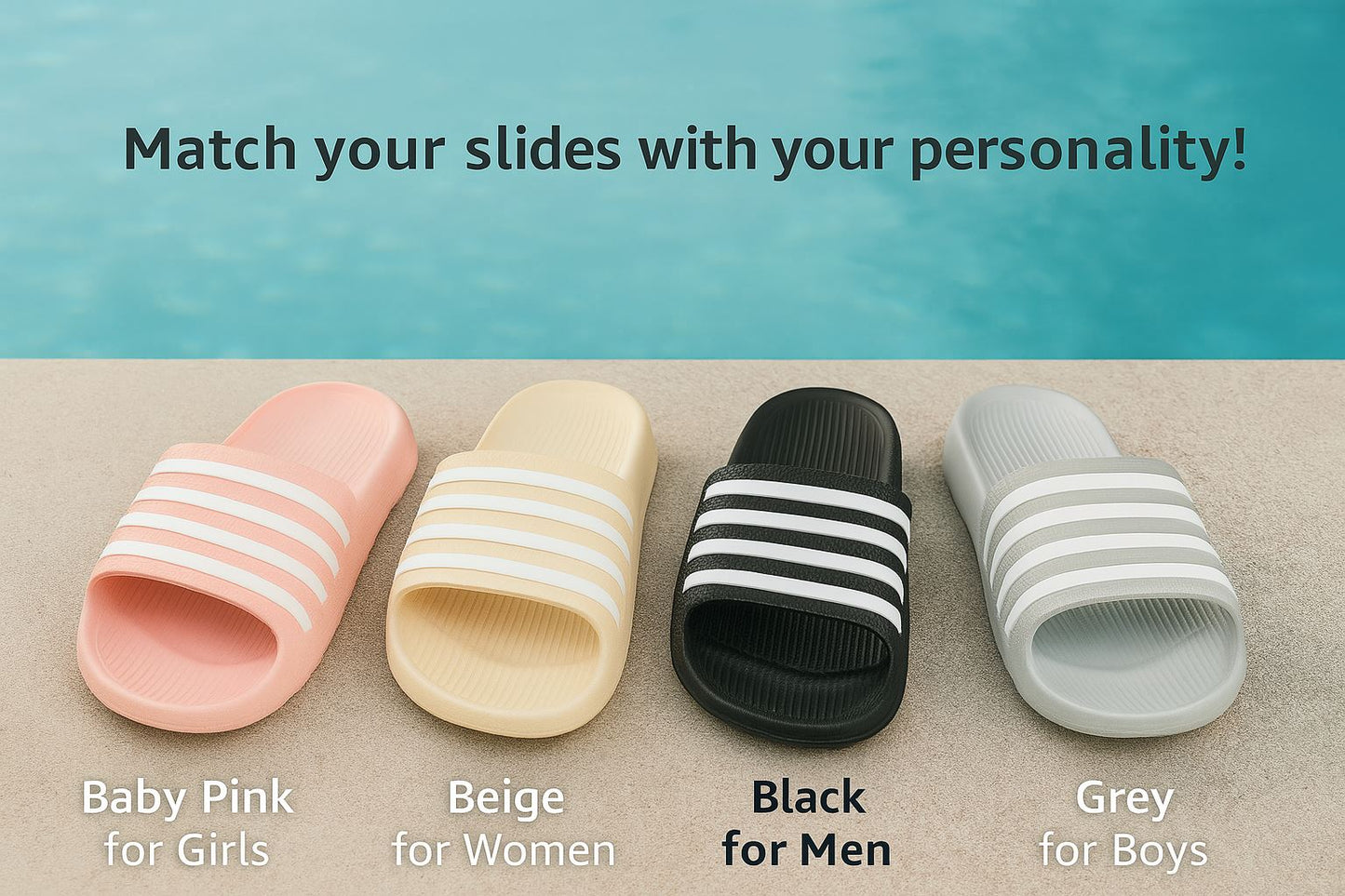 A2Z Mens Womens Boys Girls EVA Sliders Soft Pool Slides Non Slip Shower Slippers