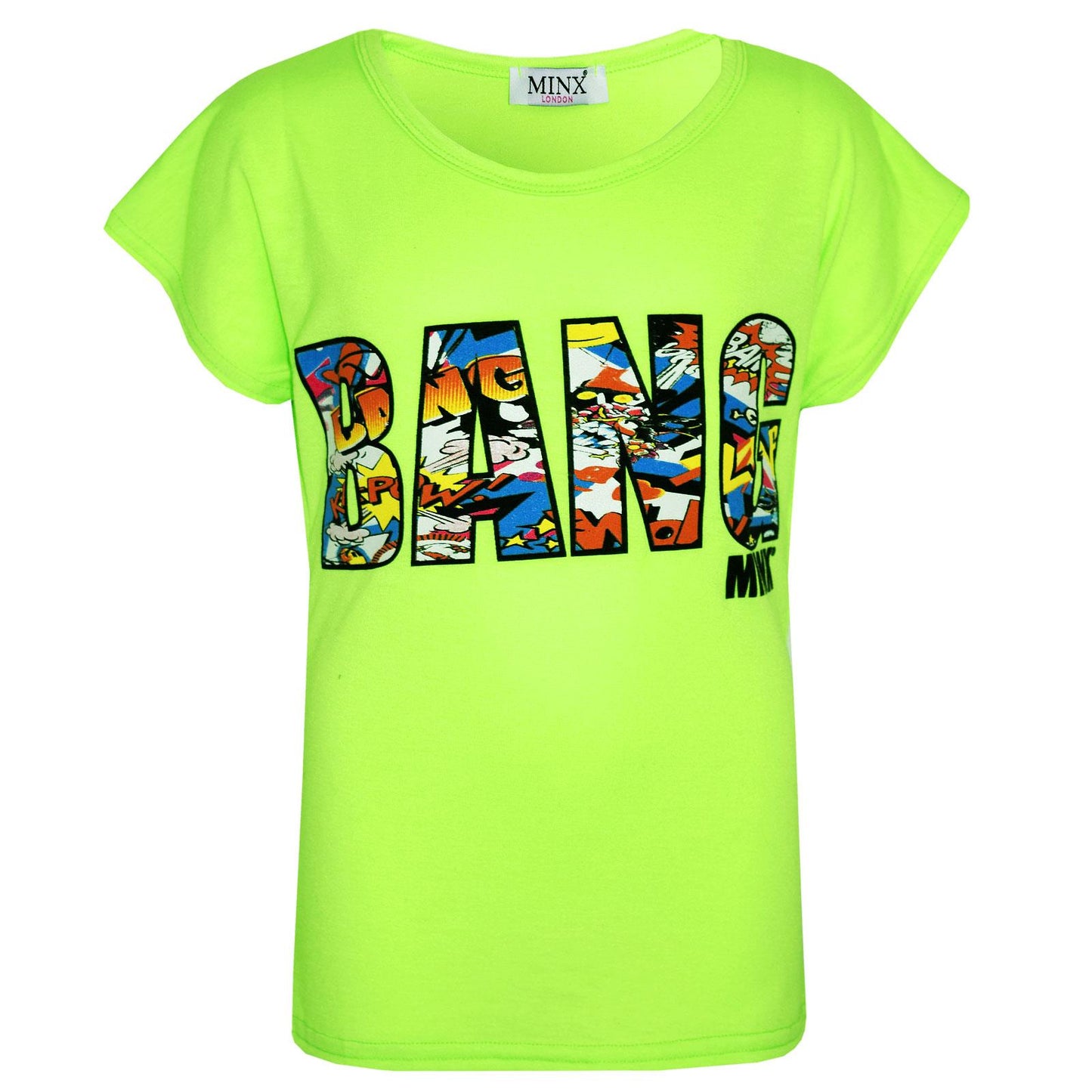 Kids Girls BANG Printed Comic Book Print Fashion Trendy Top New Age 7-13 Years