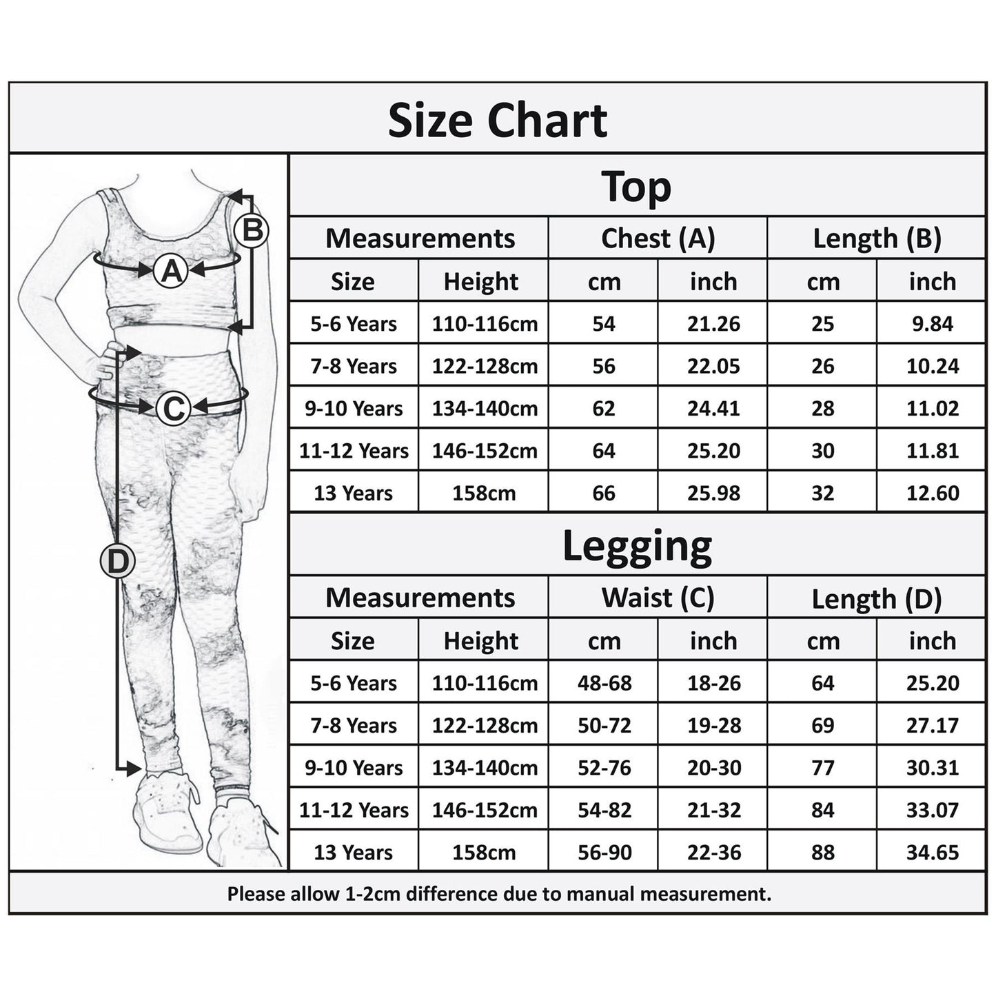 Girls Honeycomb Leggings Crop Top Vest Gym Dance Yoga Exercise High Waist Set