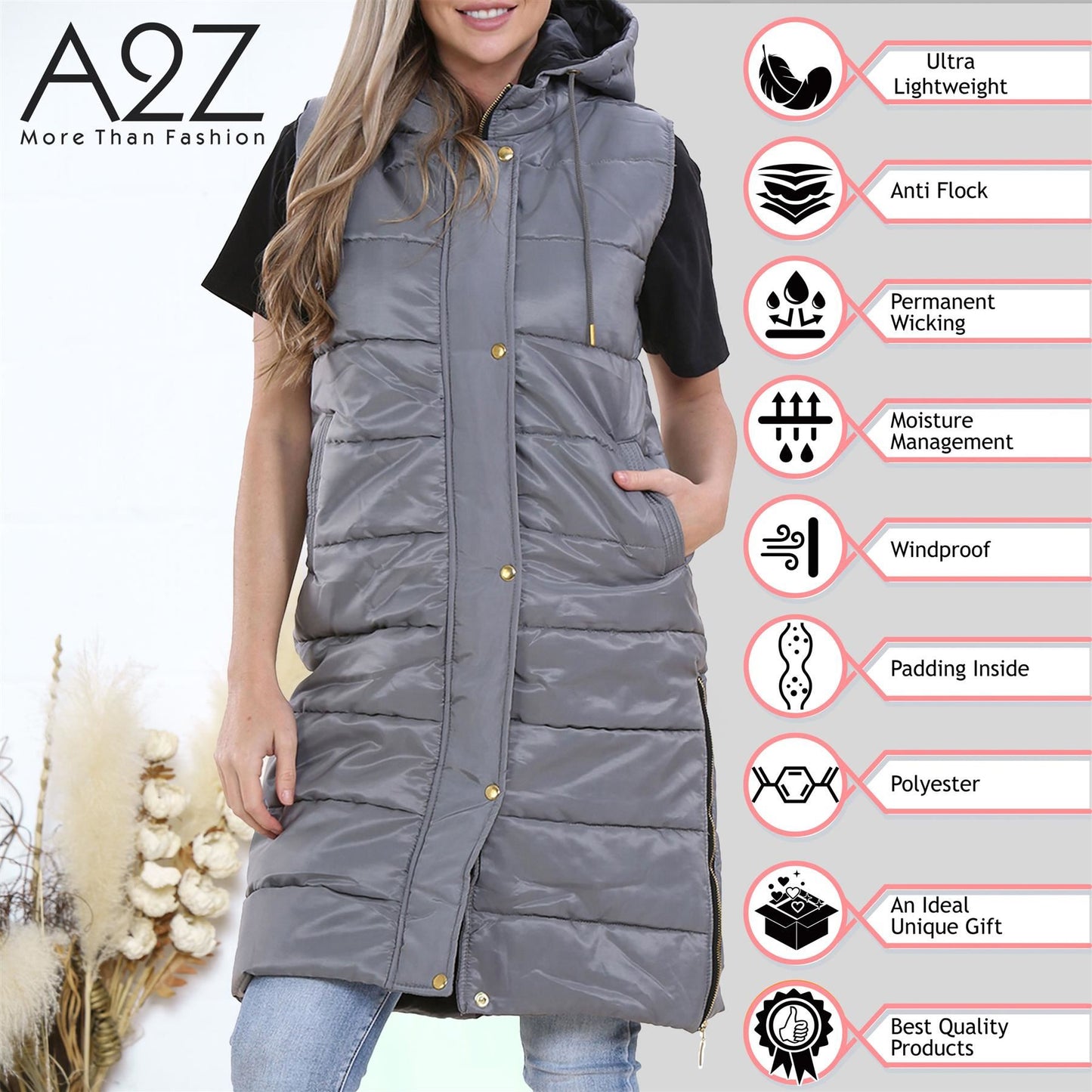 Ladies Oversized Gilet Long Line Style Jacket Long Sleeveless Fashion Women Coat