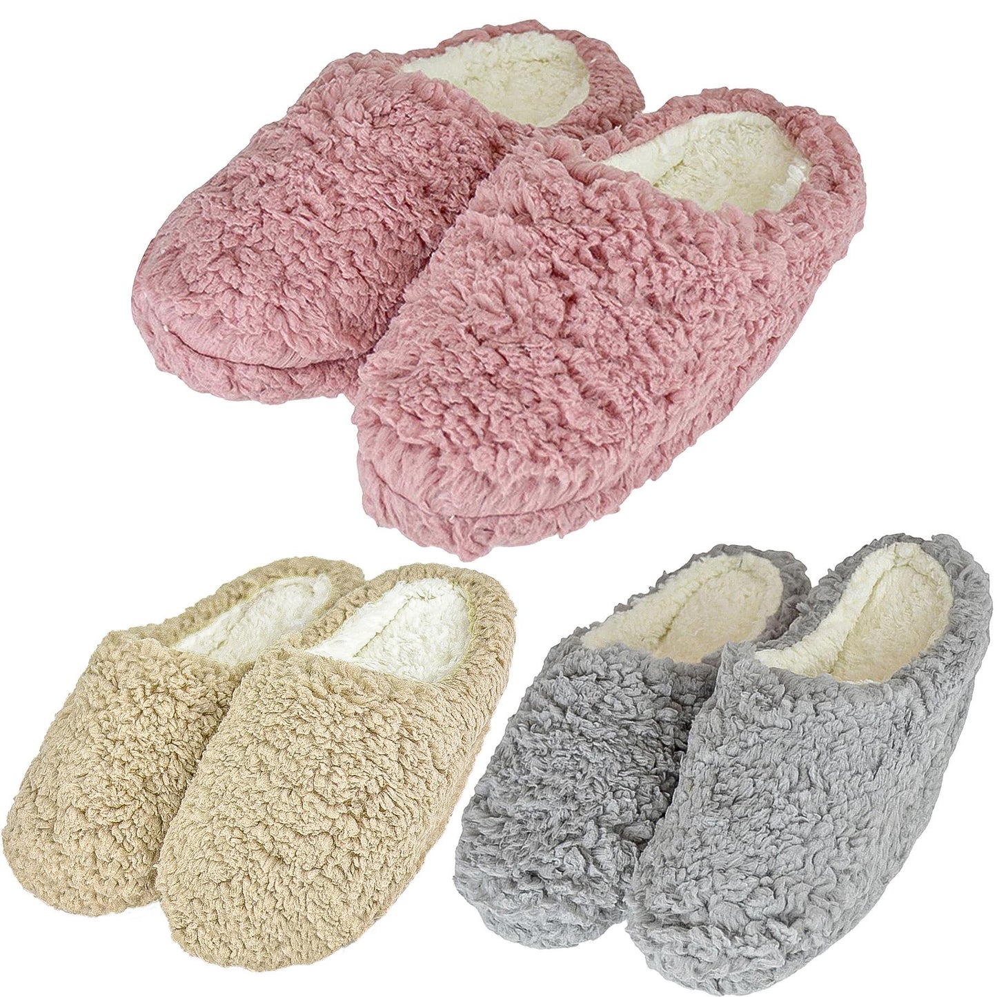 Women Slippers Winter Warm Teddy Fleece Upper Shoft Lining Non-Slip Mule Slipper