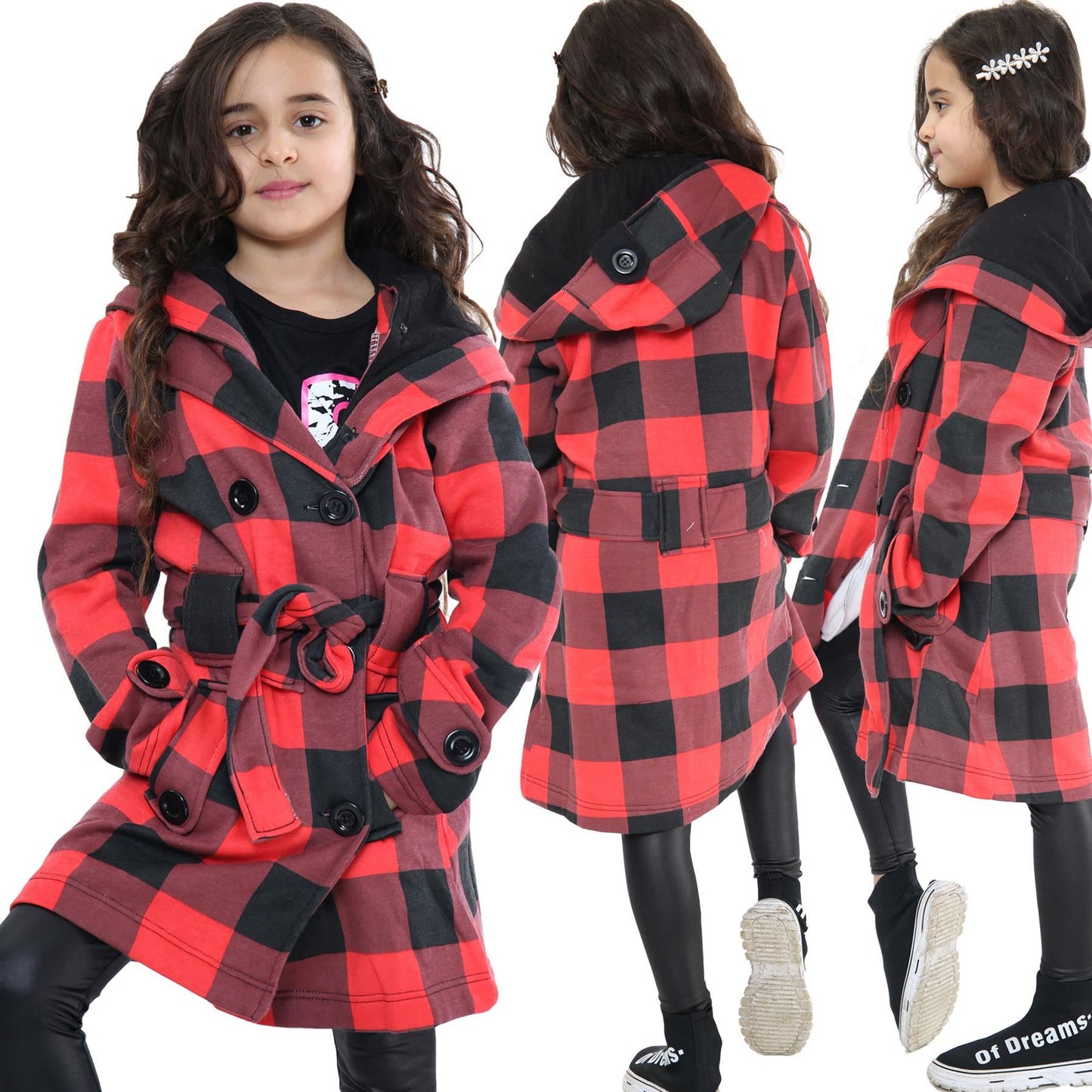 A2Z 4 Kids Parka Jacket Hooded Warm Jacket Oversized Belted Cuffs 5 -13 Years