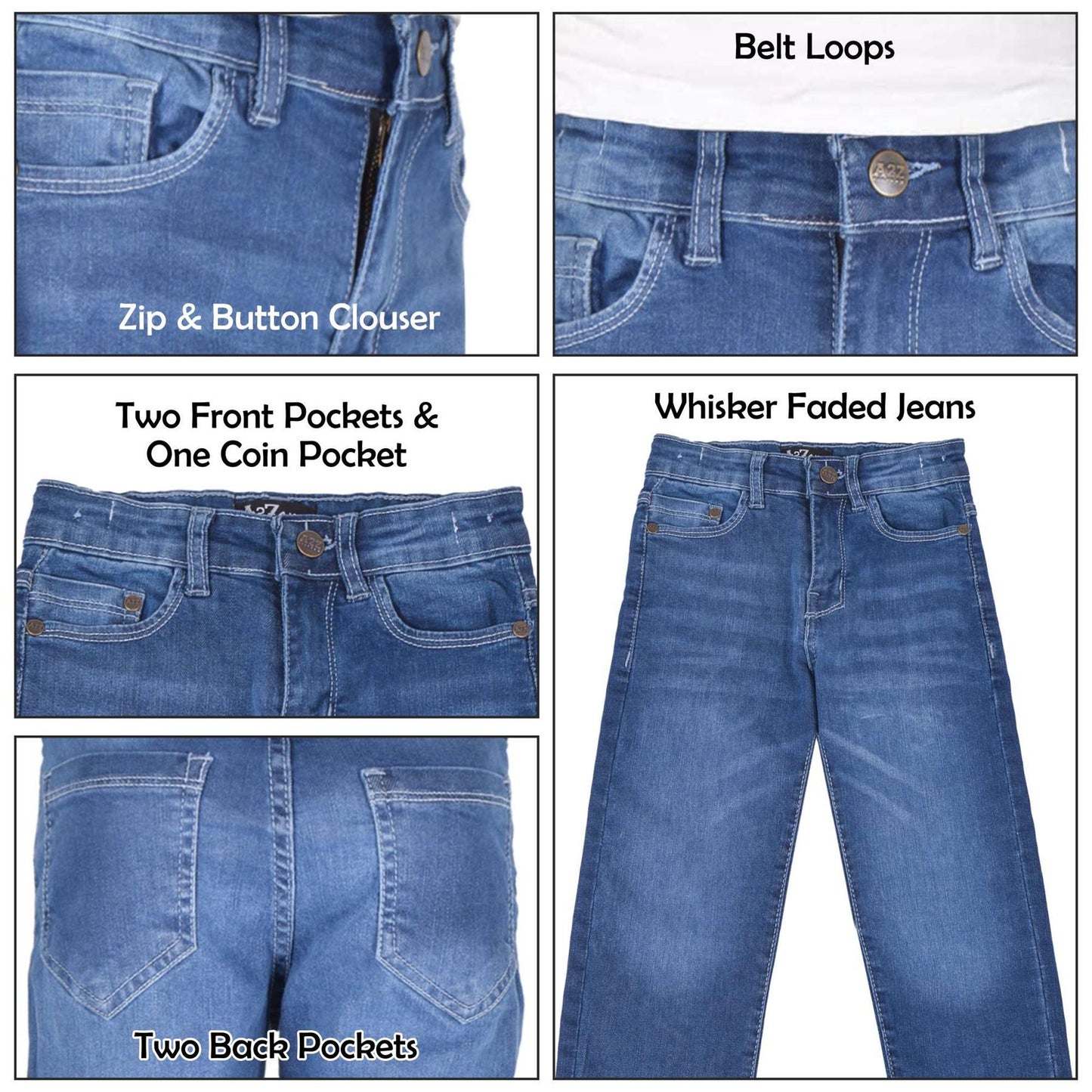 A2Z 4 Kids Boys Relaxed Straight Fit Cut Jeans for Teens Cotton Jean Age 5-13 Yr