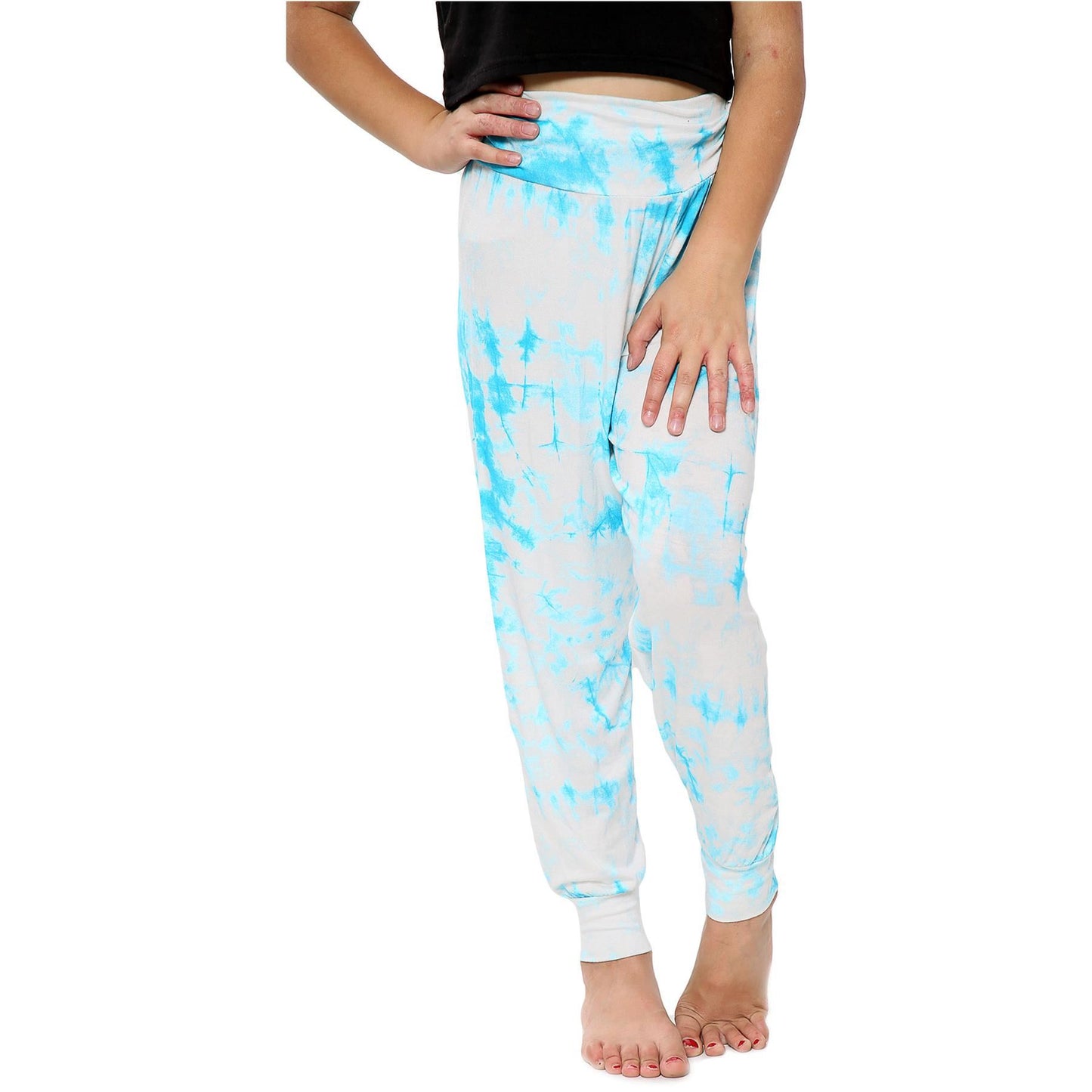 Kids Girls Ali Baba Harem Trouser Tie Dye Print Fashion Trendy Leggings 5-13 Yrs