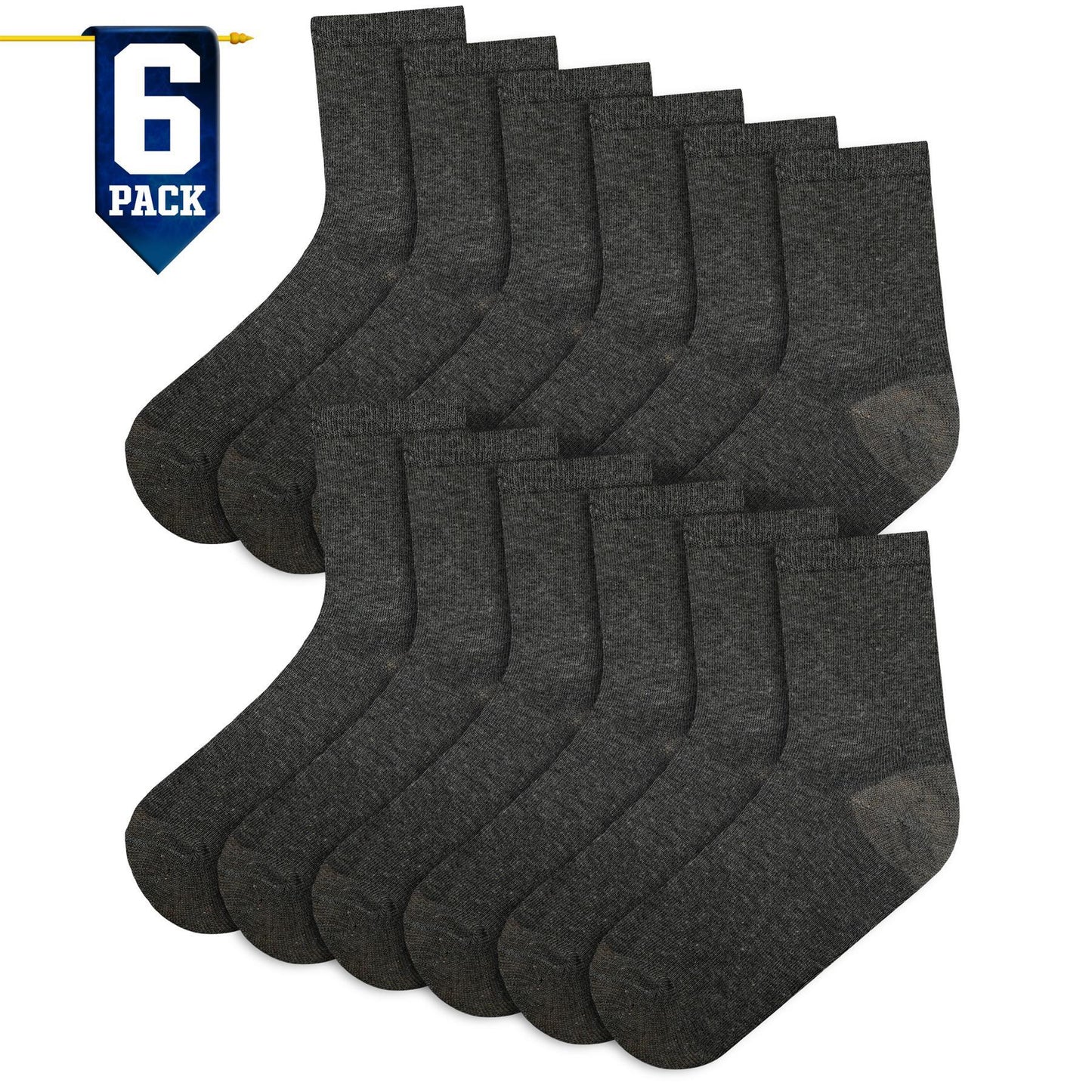 Kids Boys Girls Back to School Cotton Rich Plain Ankle School Socks Pack 6