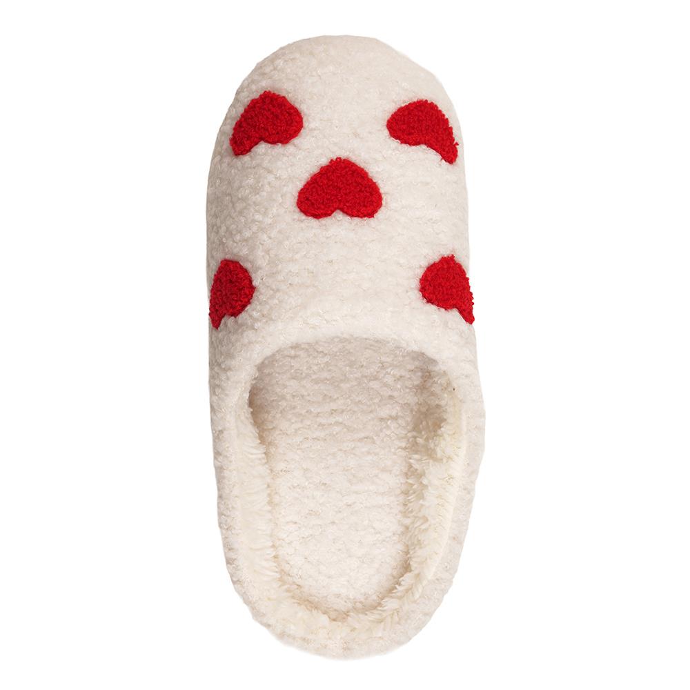 A2Z Ladies Heart & Rainbow Mule Slippers Faux Fur Lining & Non-Slip TPR Sole