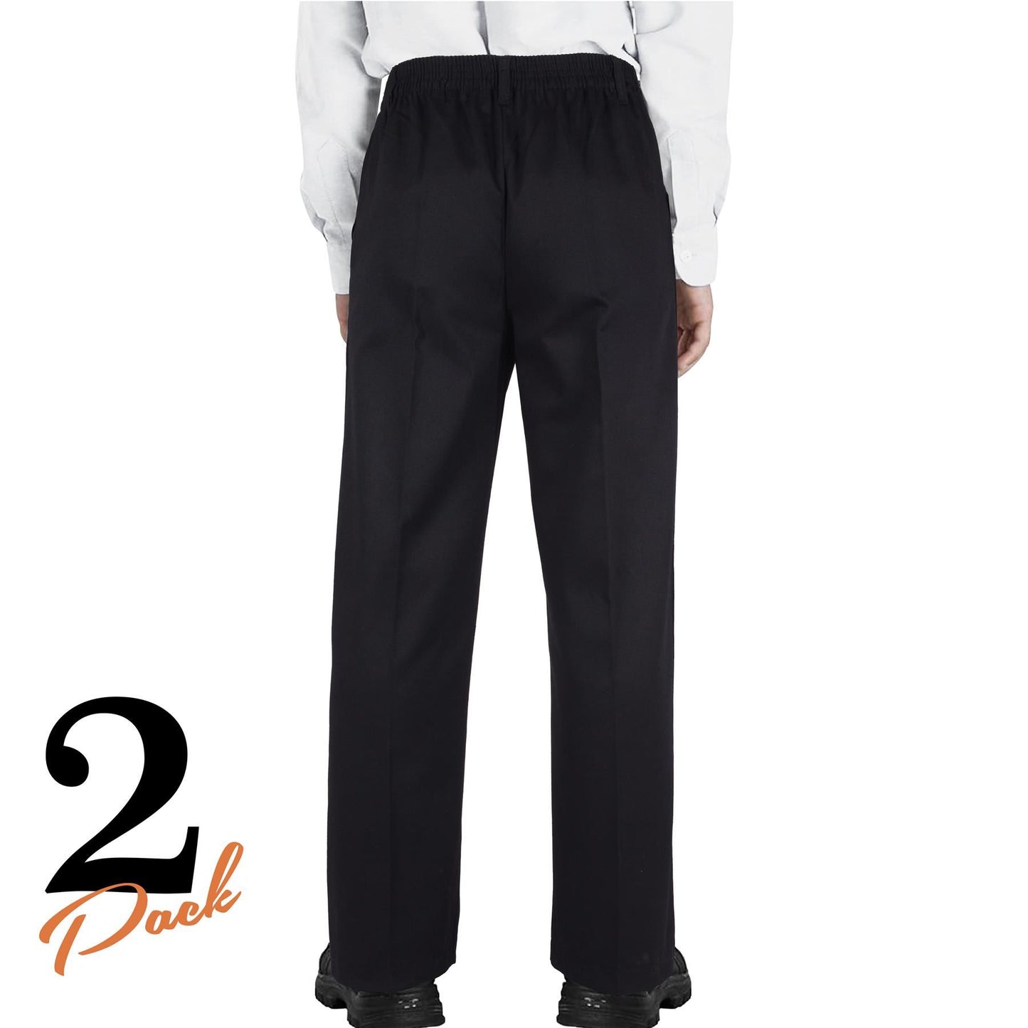 Kids Boys Pants Plain School Uniform Pull Up Regular Fit Elasticated Trouser