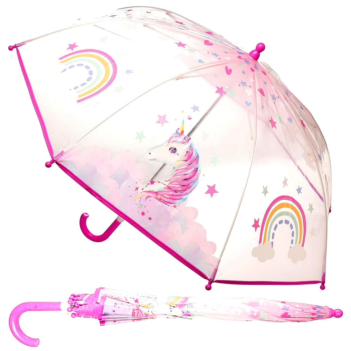 A2Z Kids POE Clear Dome Umbrella Wind and Rain Resistant Outdoor Travel Brolly