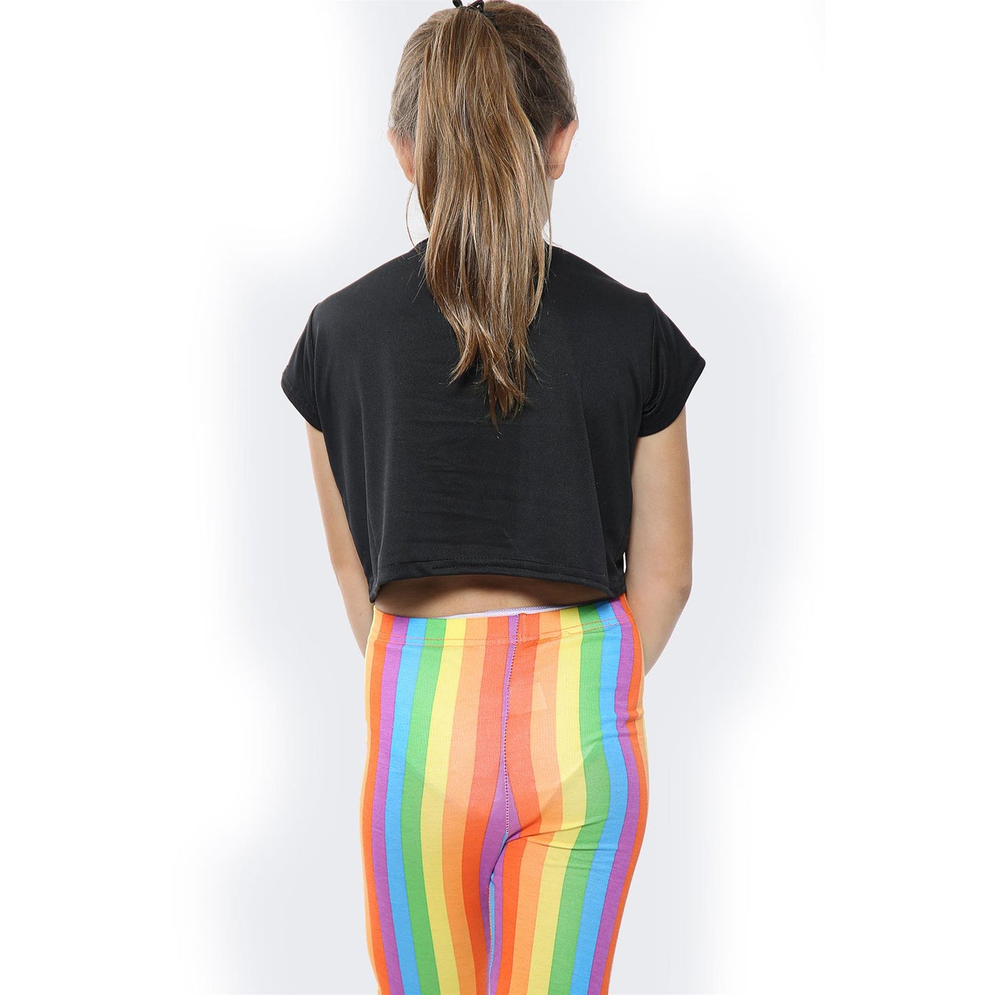 Kids Girls Crop Top & Legging Set Rainbow Fashion Two Piece Outfit Clothing Set