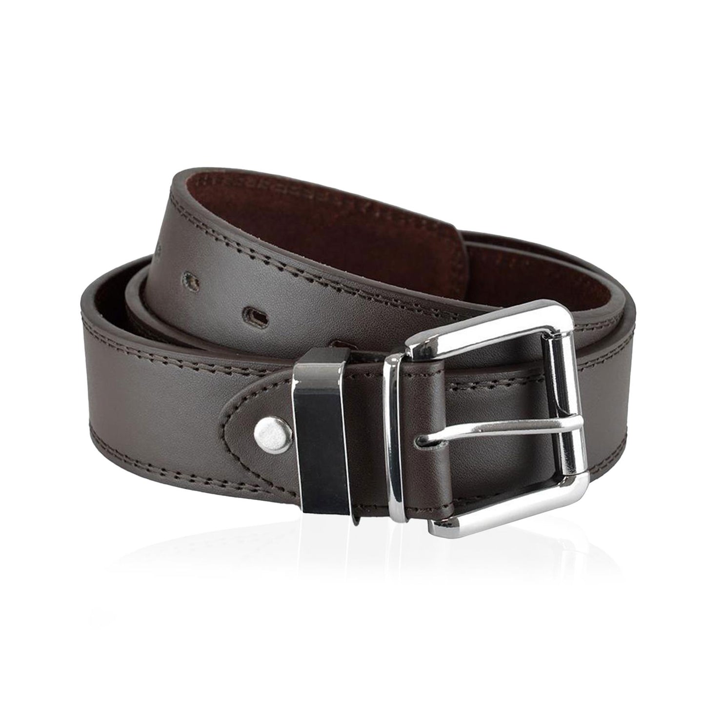 Mens Belts Alloy Pin Buckle Belt Double Stitched Leather Lined Jeans Suit Belt