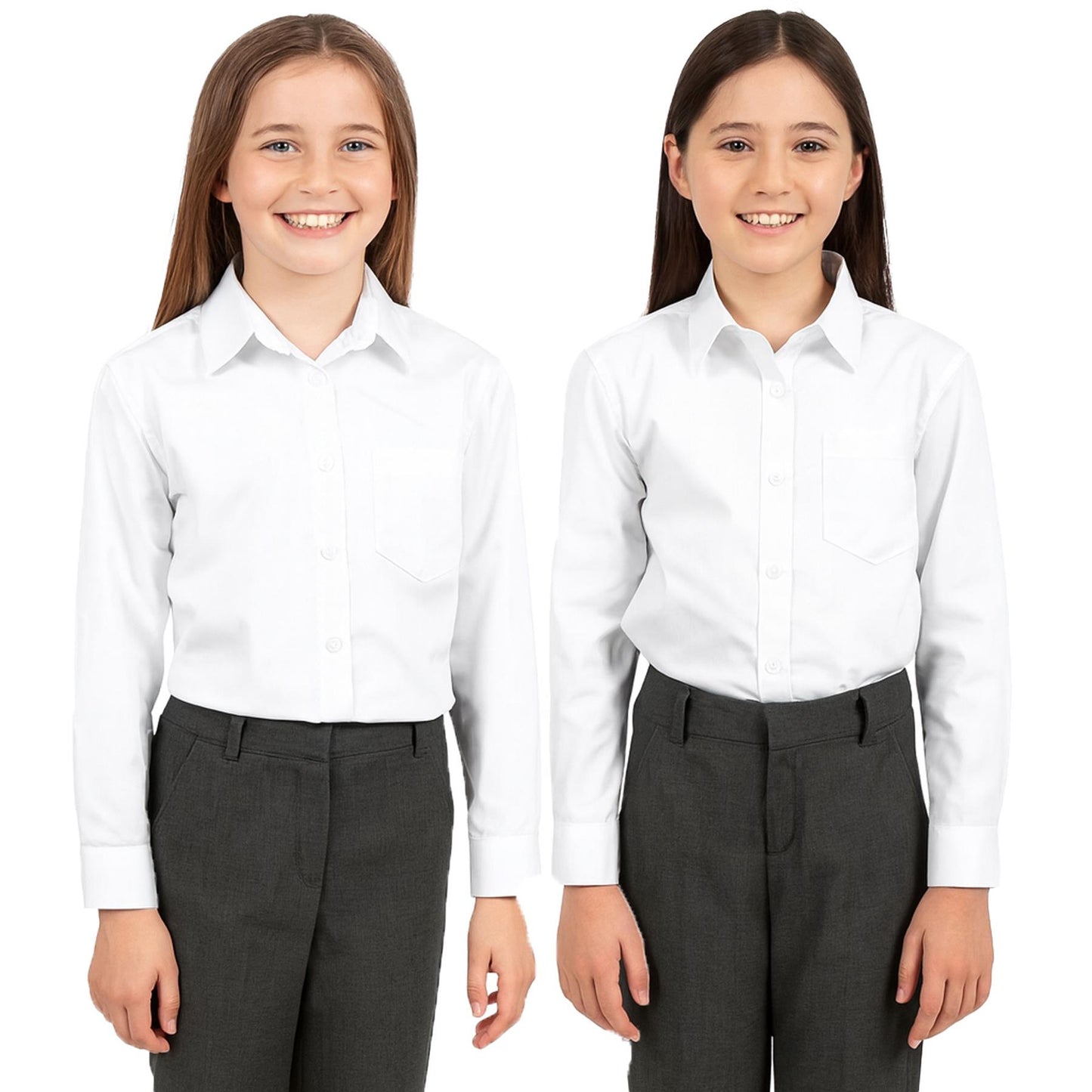 Kids Girls T Shirts Plain School Uniform Shirt Long Sleeves Soft Tank Top & Tees