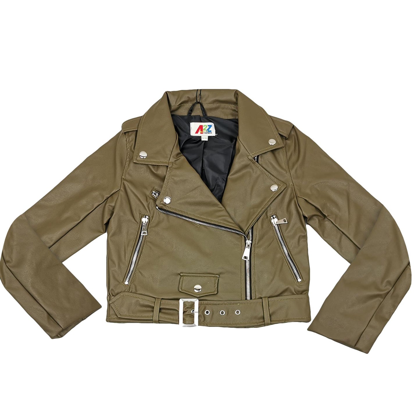 A2Z 4 Kids Girls PU Leather Jacket Zip Up Biker Trendy Belted Coats 5-13 Years