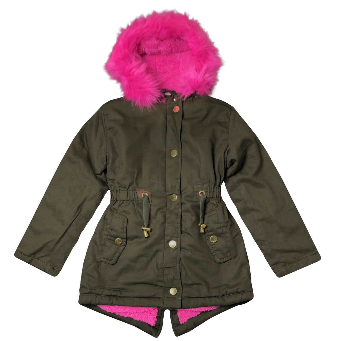 Kids Girls Faux Fur Parka Jacket Hooded Unused Slightly Faded Marks Damaged 2-7