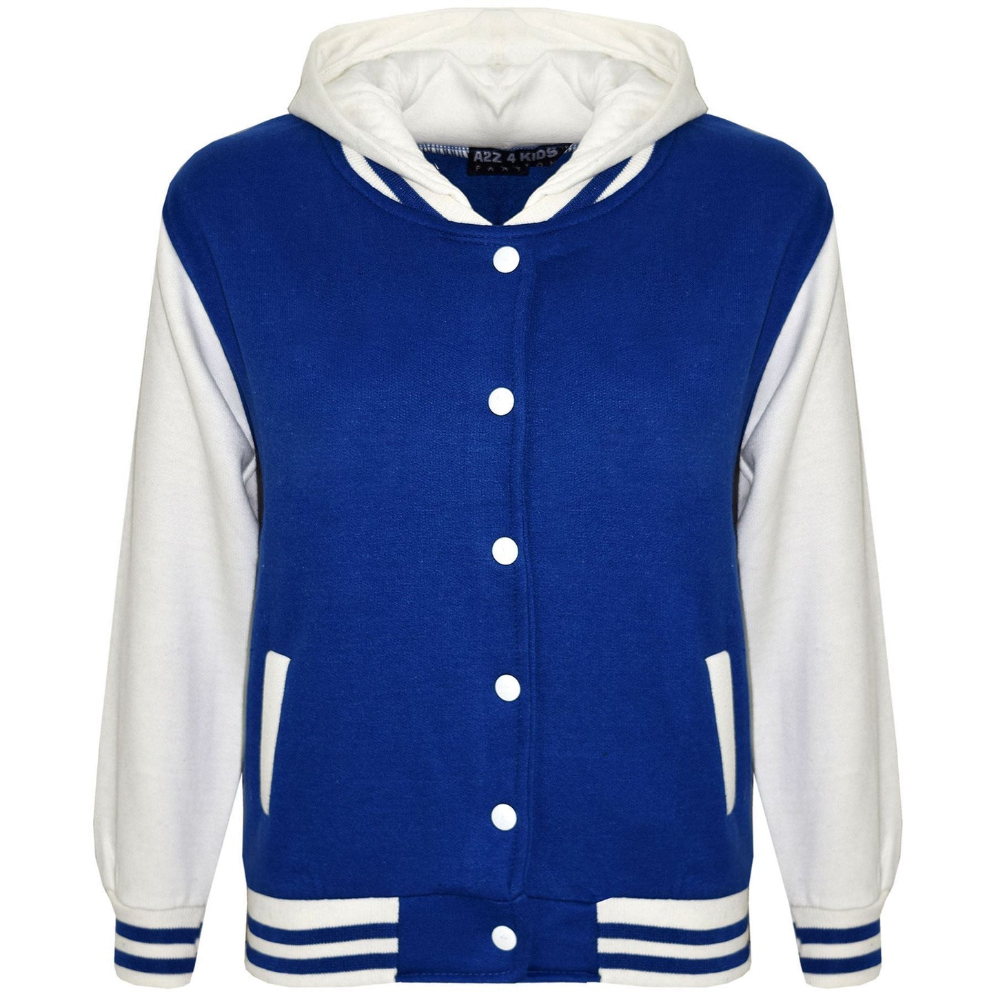 kids Girls Boys B.B Plain Hooded Jacket Varsity Classic Baseball Style Coat 2-13