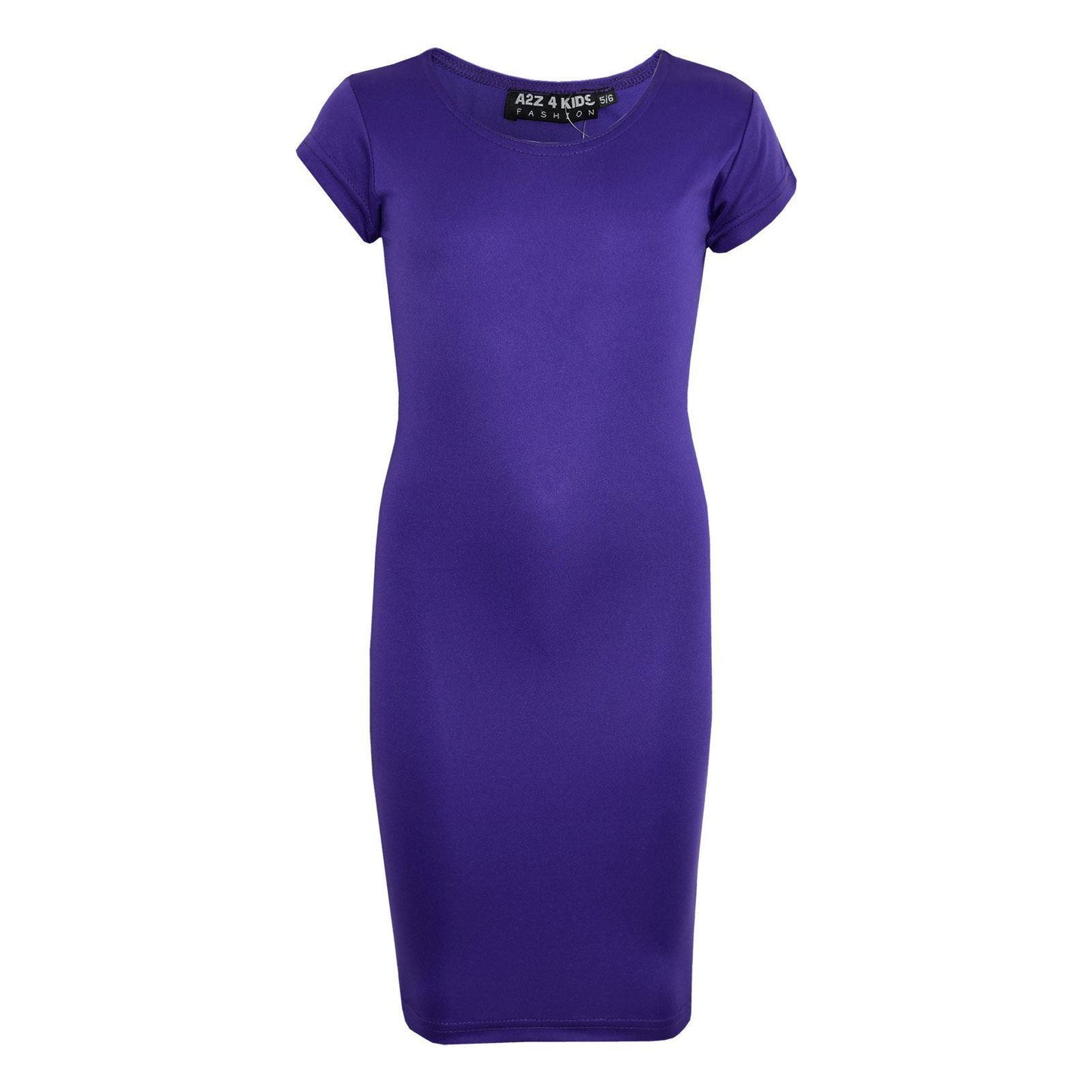 A2Z 4 Kids Girls Bodycon Plain Midi Dress Short Sleeve Dresses Party Costume