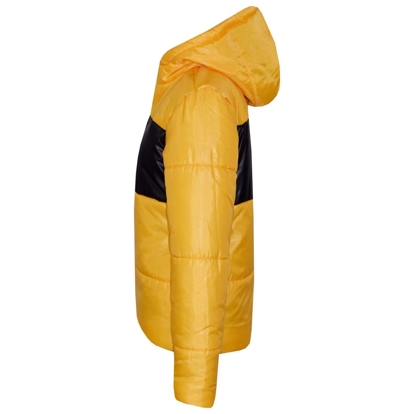 Kids Girls Boys Contrast Panel Jackets Hooded Padded Quilted Warm Coats 5-13 Yr