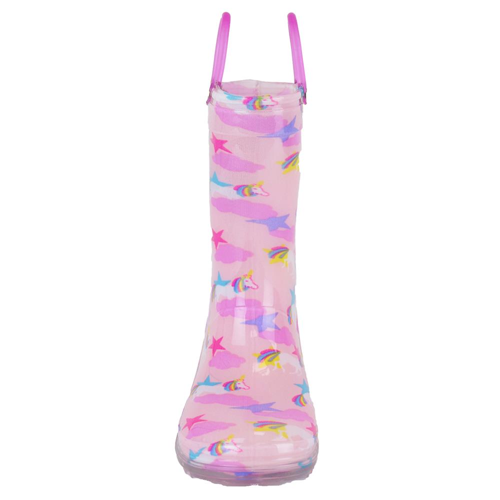 Kids Girls Rain Boot Anti-Skid Waterproof Rubber Wellies Carry Handles Snow Boot