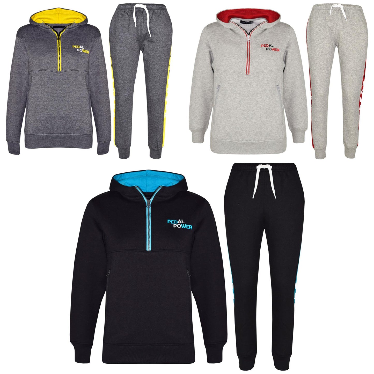Kids Boys Girls Tracksuit Pedal Power Zipped Hooded Top Bottom Jogging Suit 5-13