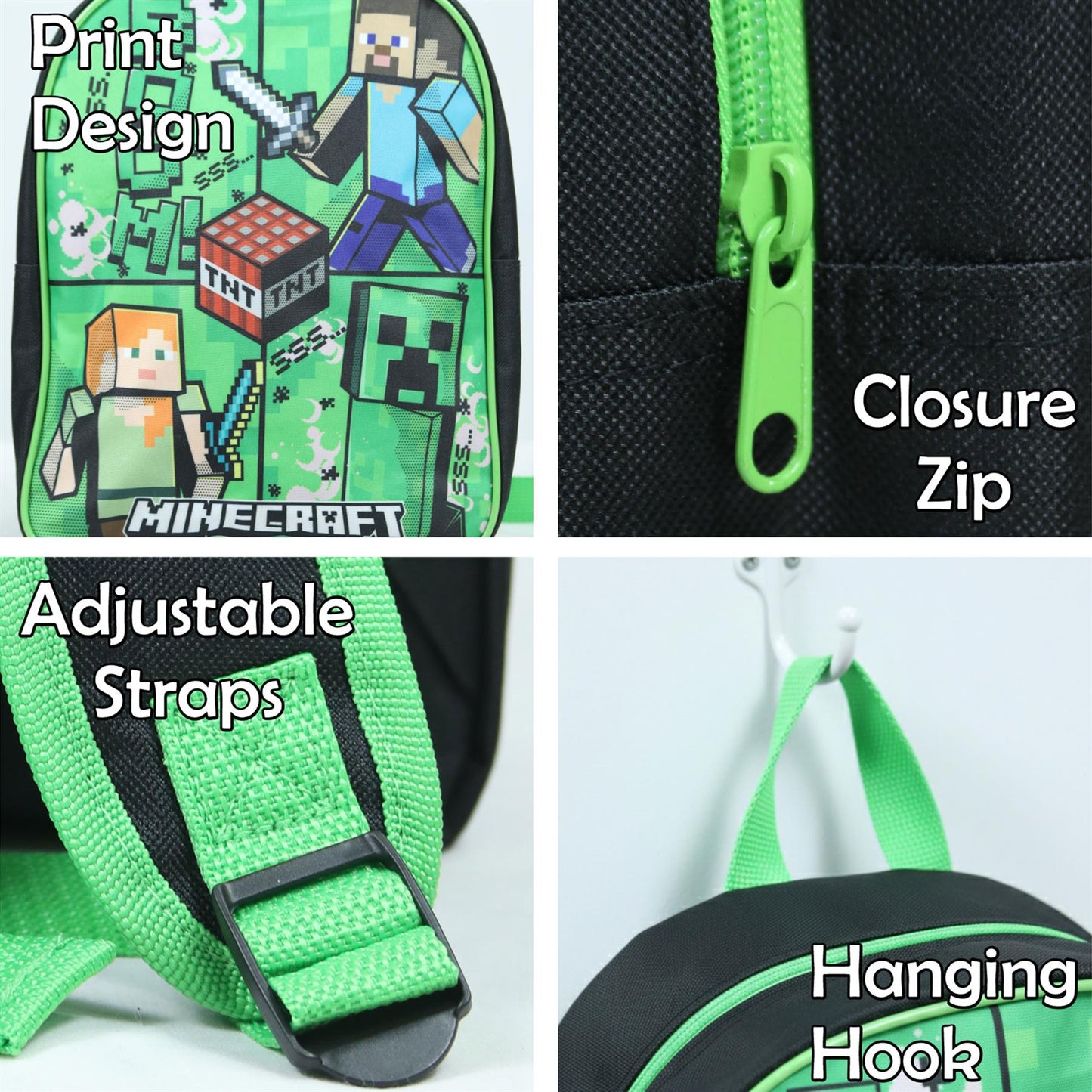 Kids Boys Minecraft Backpack Officially Licensed Back to School Game Over PE Bag