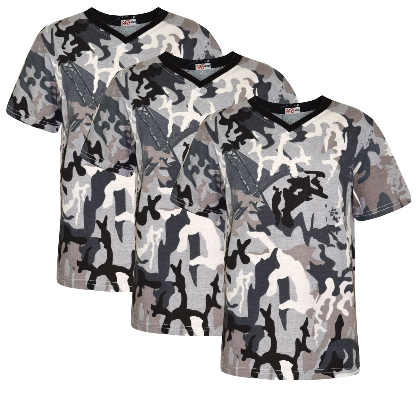Girls Boys Basic 3 Pack Cotton T-Shirt Short Sleeve V Style Crew Neck Kids Top