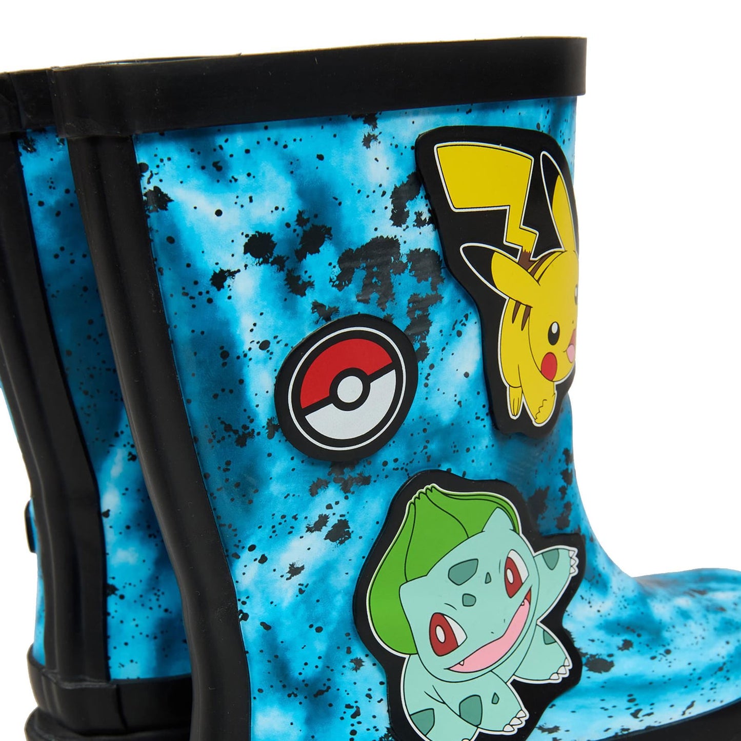 Official Pokemon Kids Blue Splash Wellington Boots Pikachu Bulbasaur Wellies