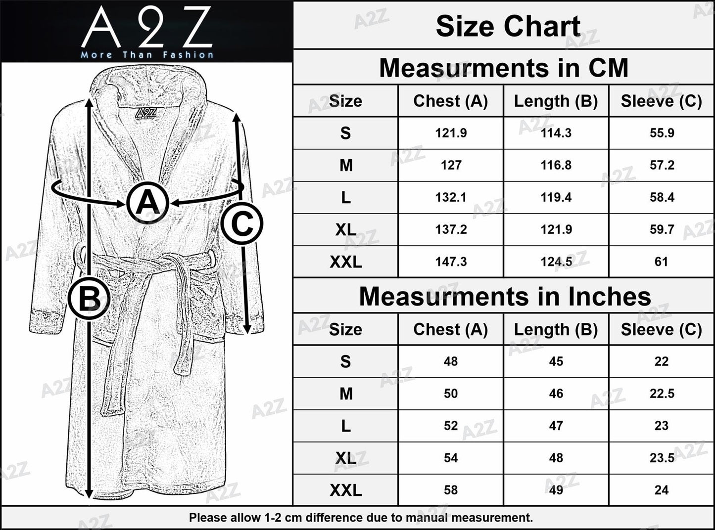 A2Z Mens Ultra Soft Luxury Fleece Dressing Gown Warm Cozy Loungewear Adult Robe