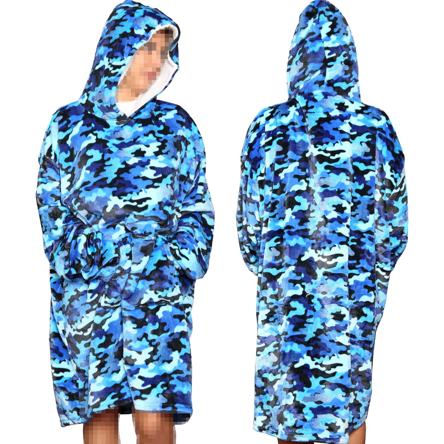 Unisex Men's Ladies Oversized Hoodie Printed Snuggle Super Soft Warm Blanket