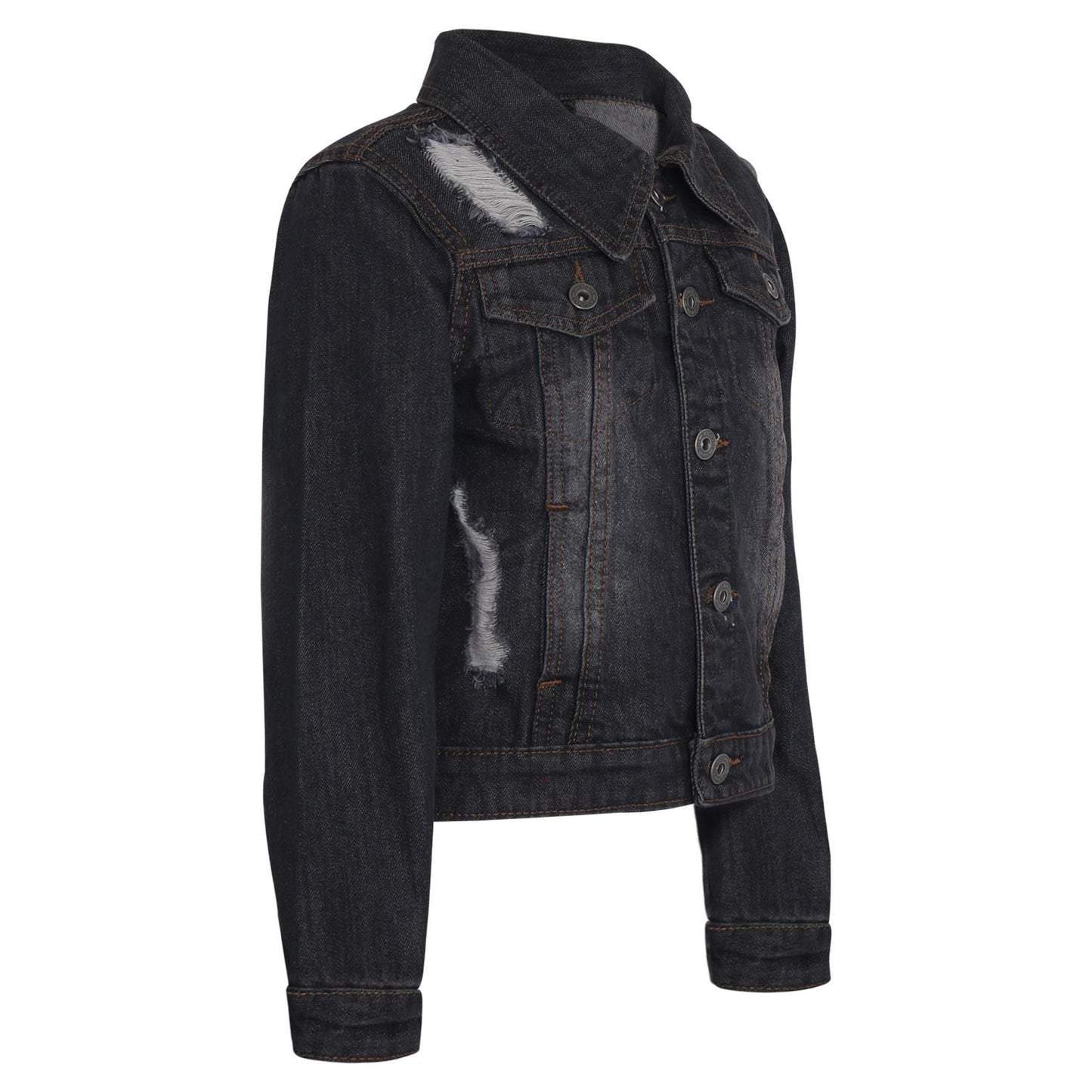 Kids Girls Denim Jackets Ripped Fashion Faded Jeans Jacket New Age 3-13 Years