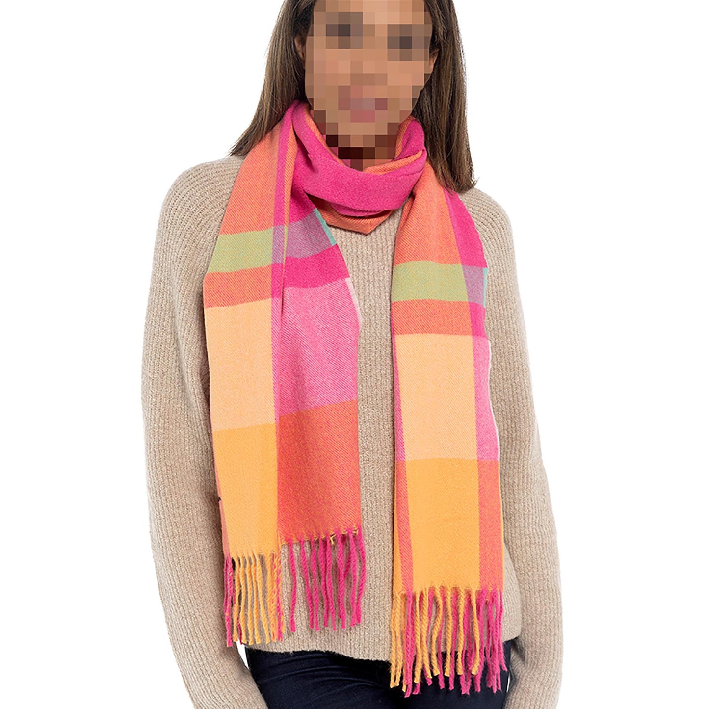 A2Z Ladies Check Scarf with Tassels Cashmere Muffler For Cold Weather Scarve