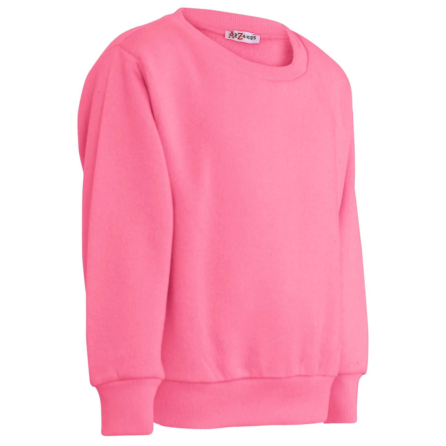 Kids Girls Boys Sweatshirt Plain Crew Round Neck Uniform Age 2-13 Years